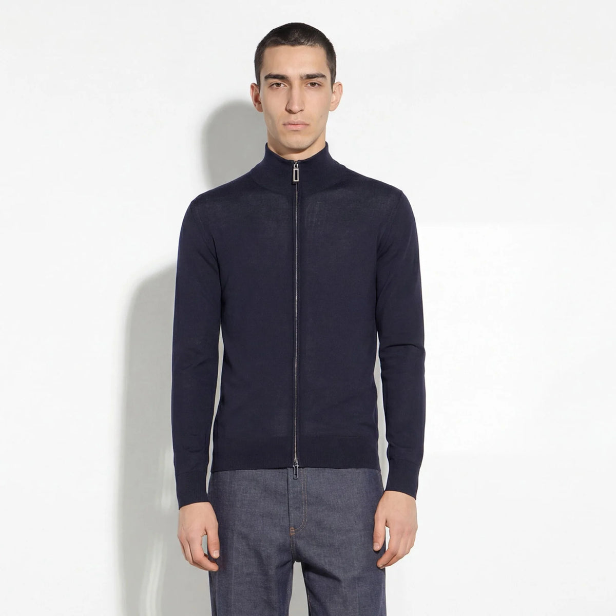 Maglia Cardigan con Zip in Lana Finezza 16