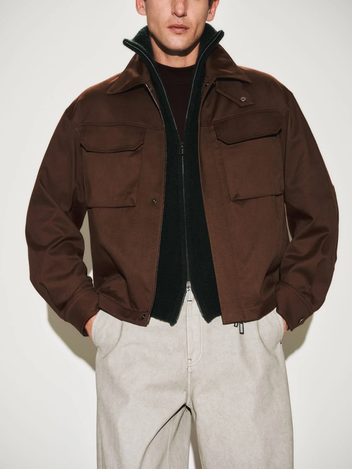 Maglia Cardigan con Zip in Lana Finezza 16
