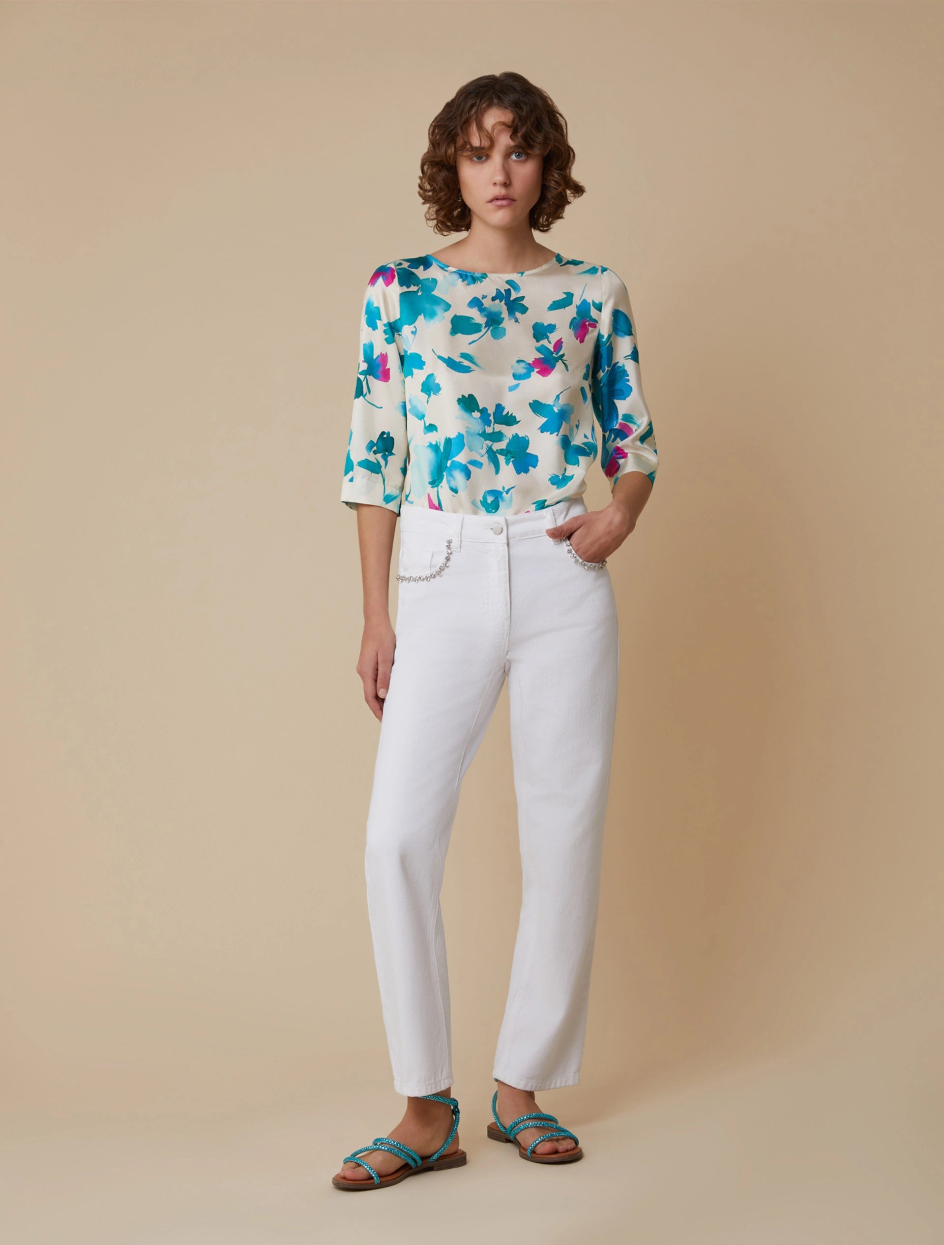 Blusa In Twill Di Seta