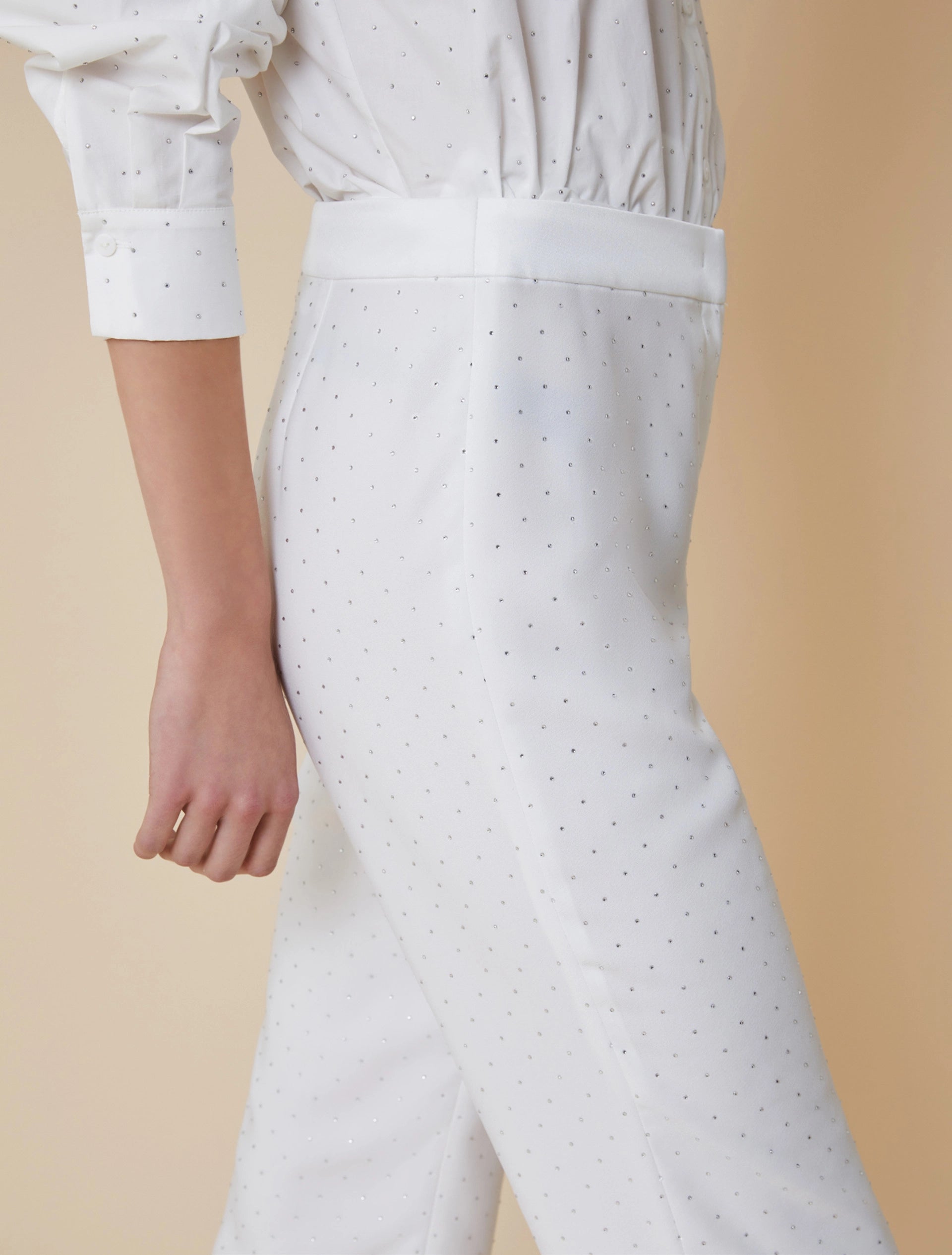 Pantaloni Flare Fit con Strass