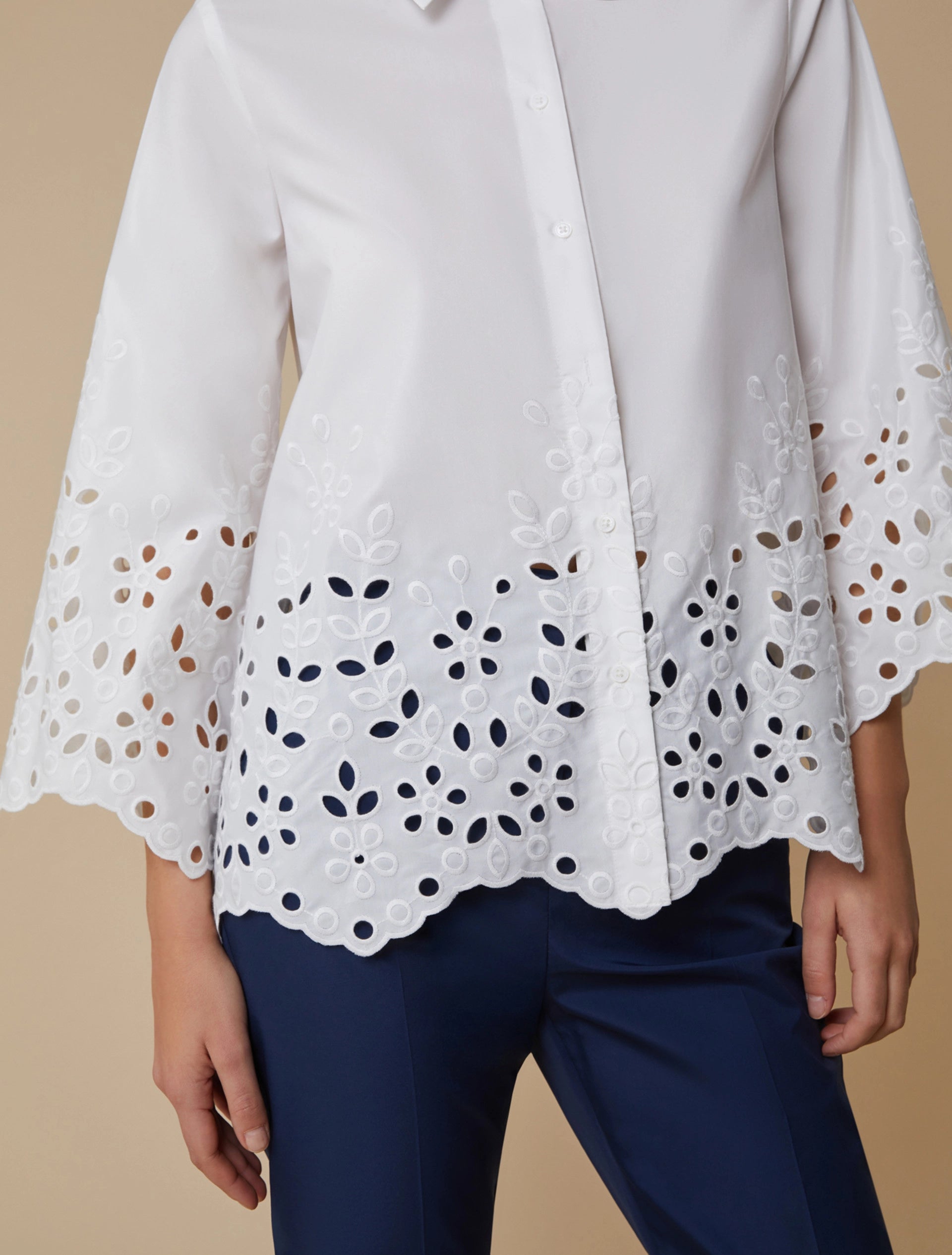 Camicia In Taffettà Ricamato