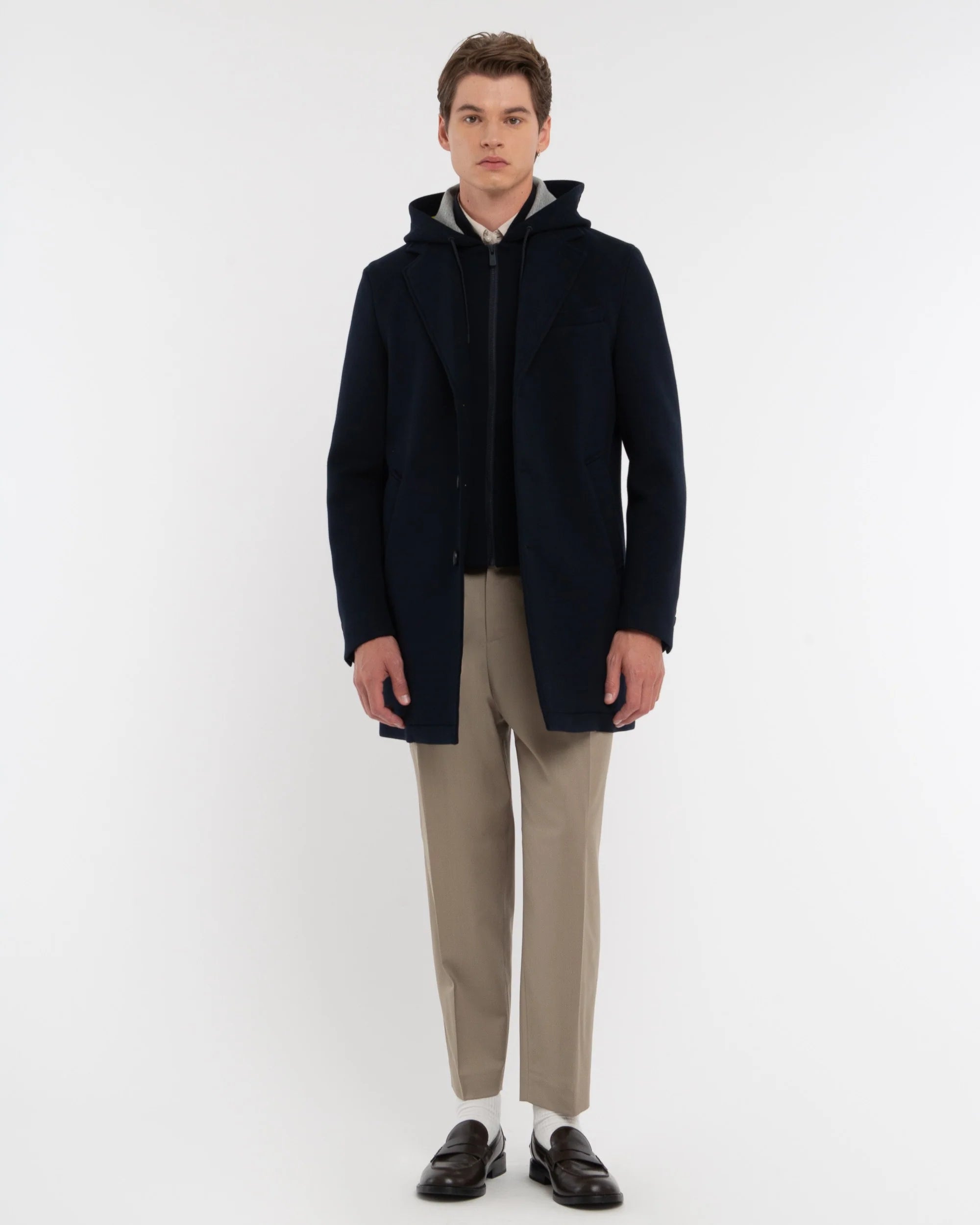 Cappotto Con Cappuccio In Jersey Accoppiato Neoprene