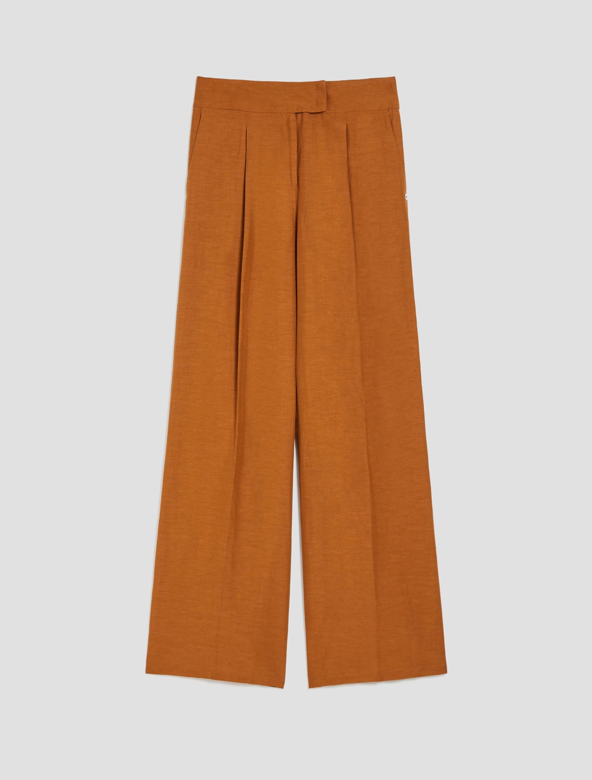 Pantaloni Ampi In Blend Di Lino