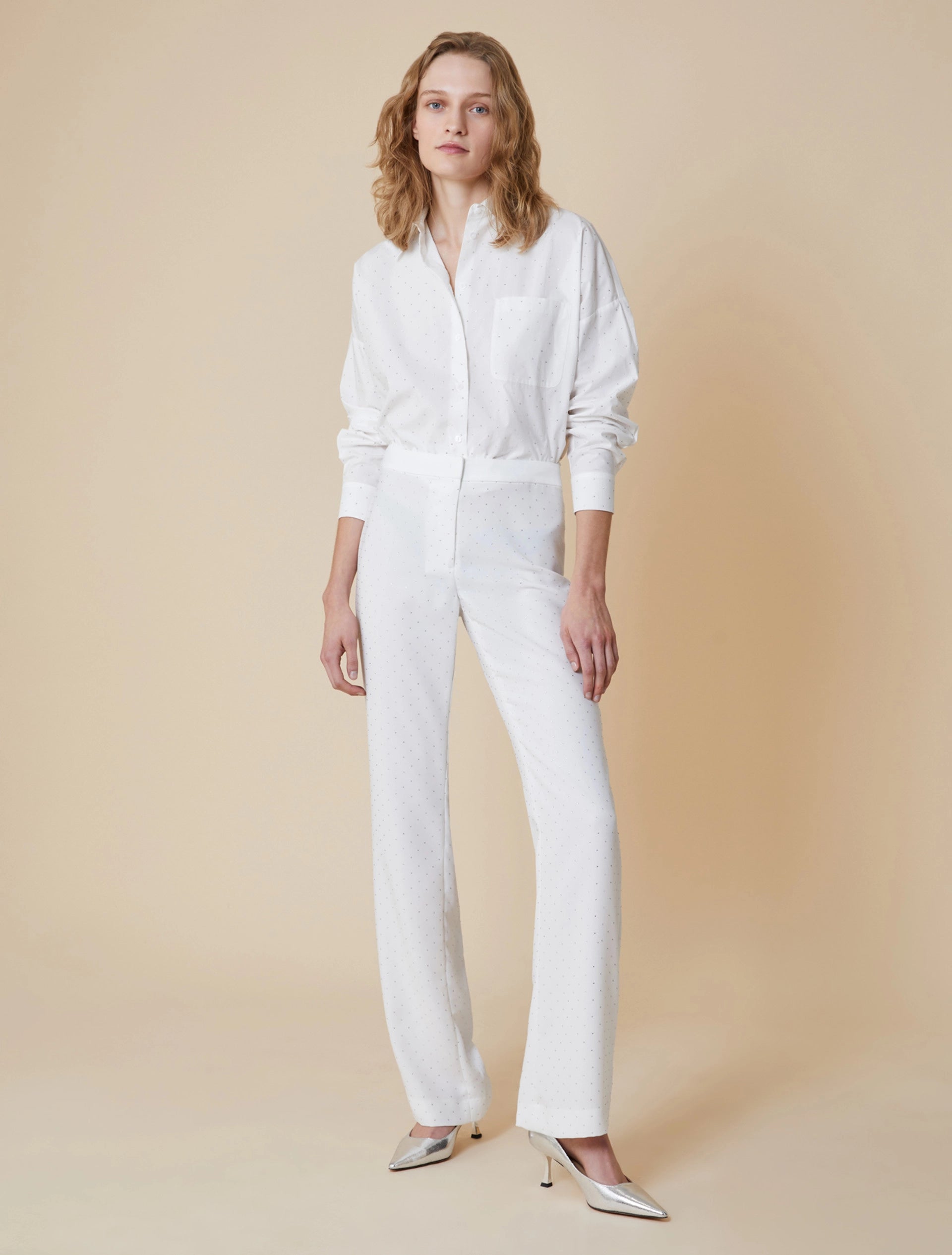 Pantaloni Flare Fit con Strass