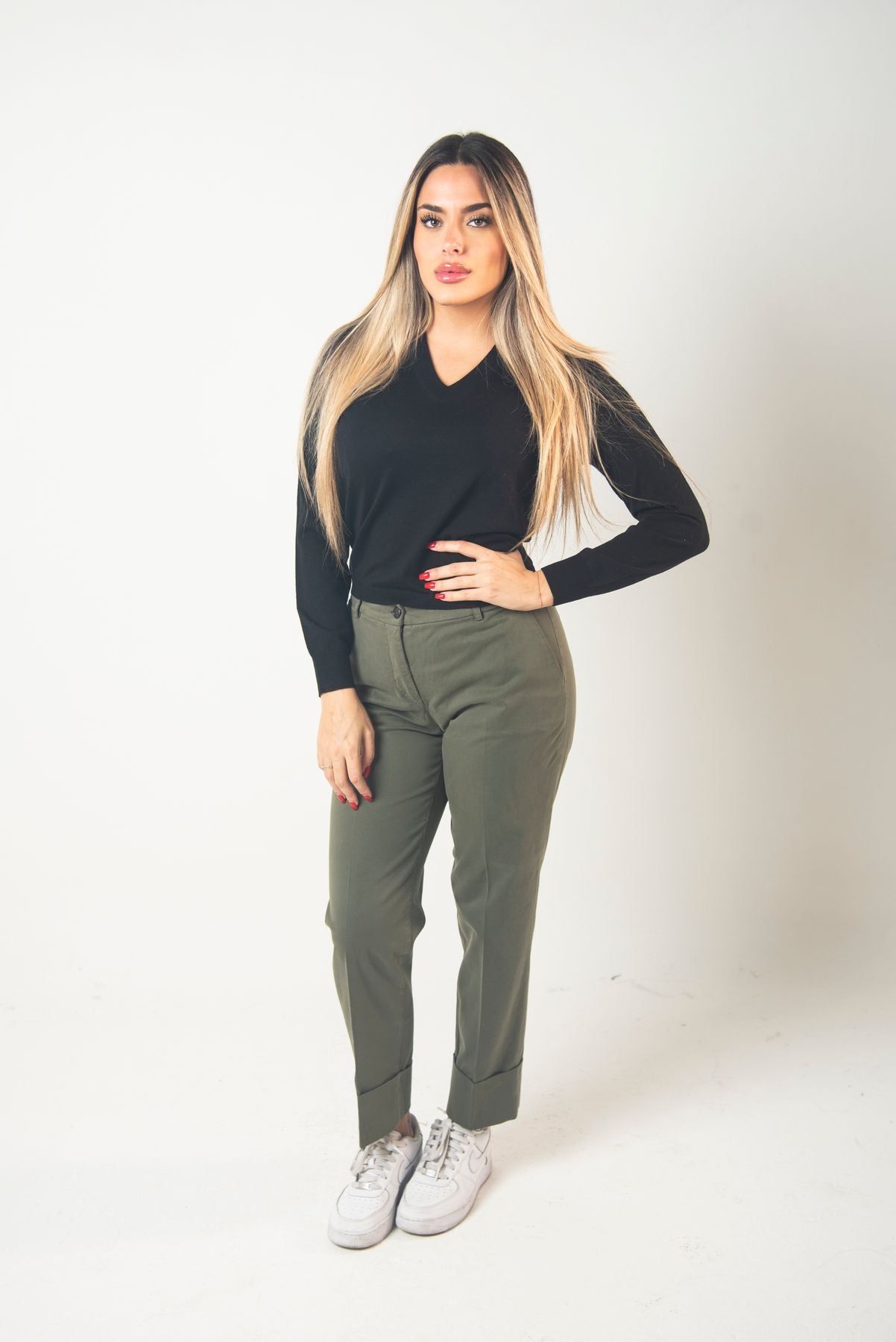 Pantalone Aderenti con Risvolto