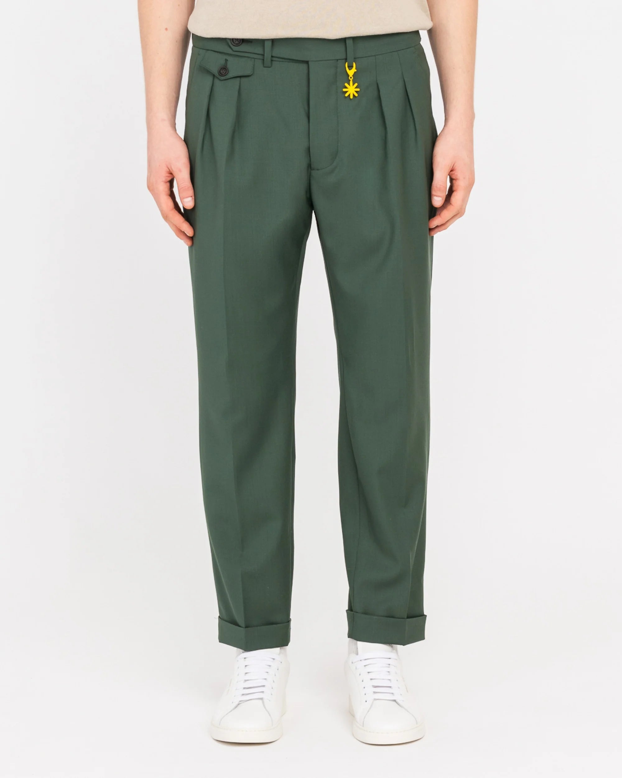 Pantalone Doppia Pinces Fresco di Lana Stretch