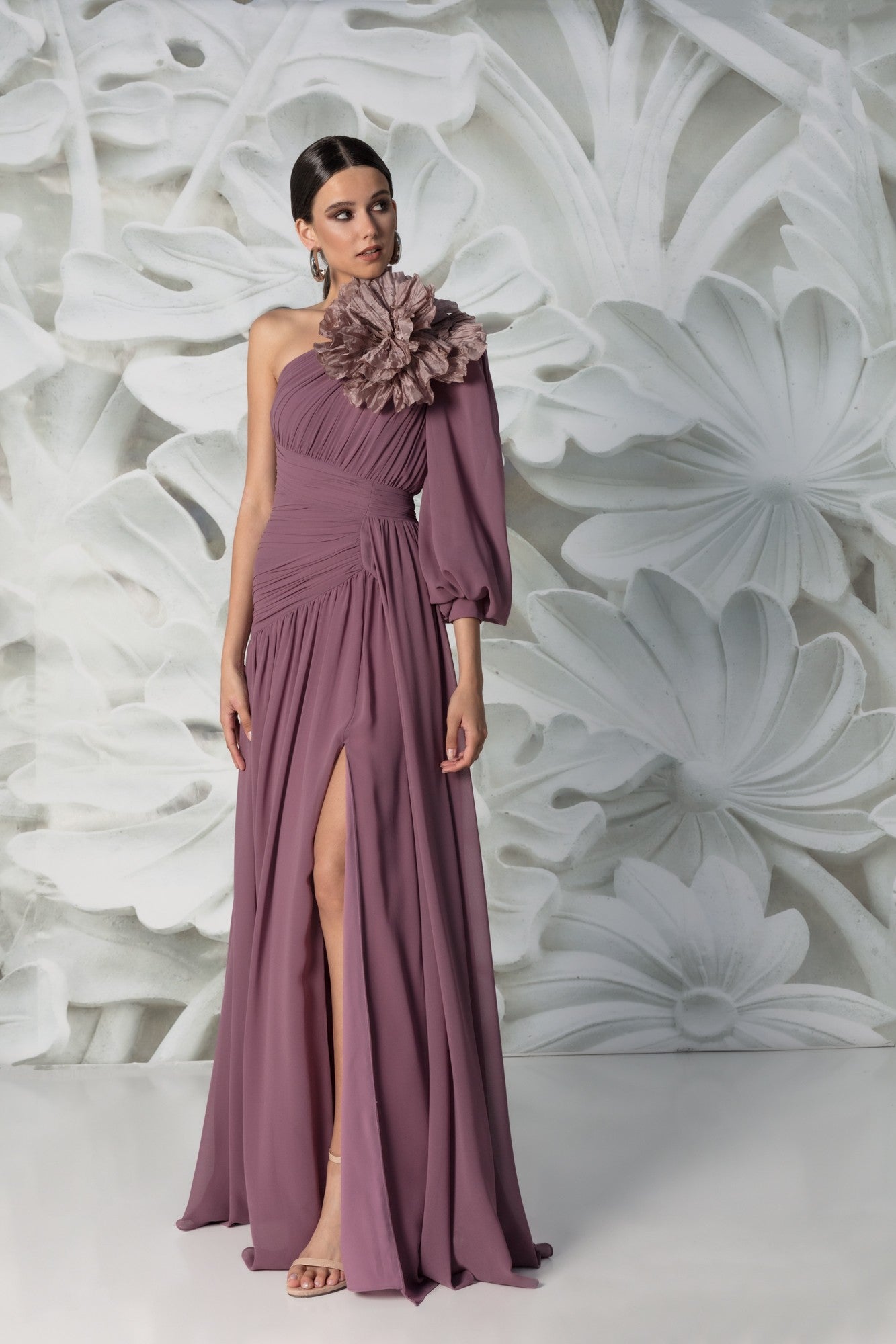 Abito In Chiffon Drappeggiato
