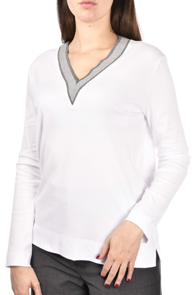 Maglia Con Scollo In Maglia Lurex Gran Sasso