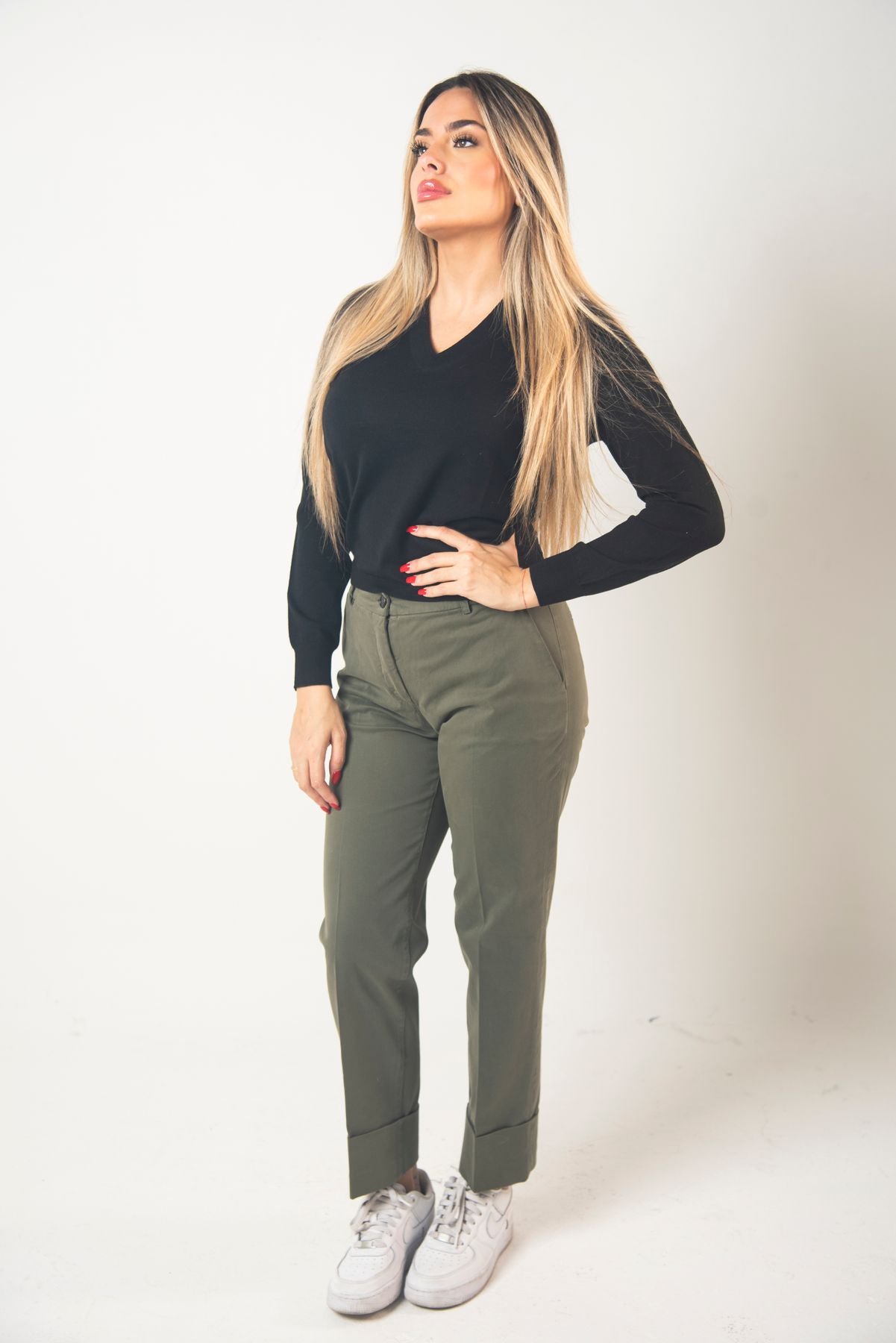Pantalone Aderenti con Risvolto