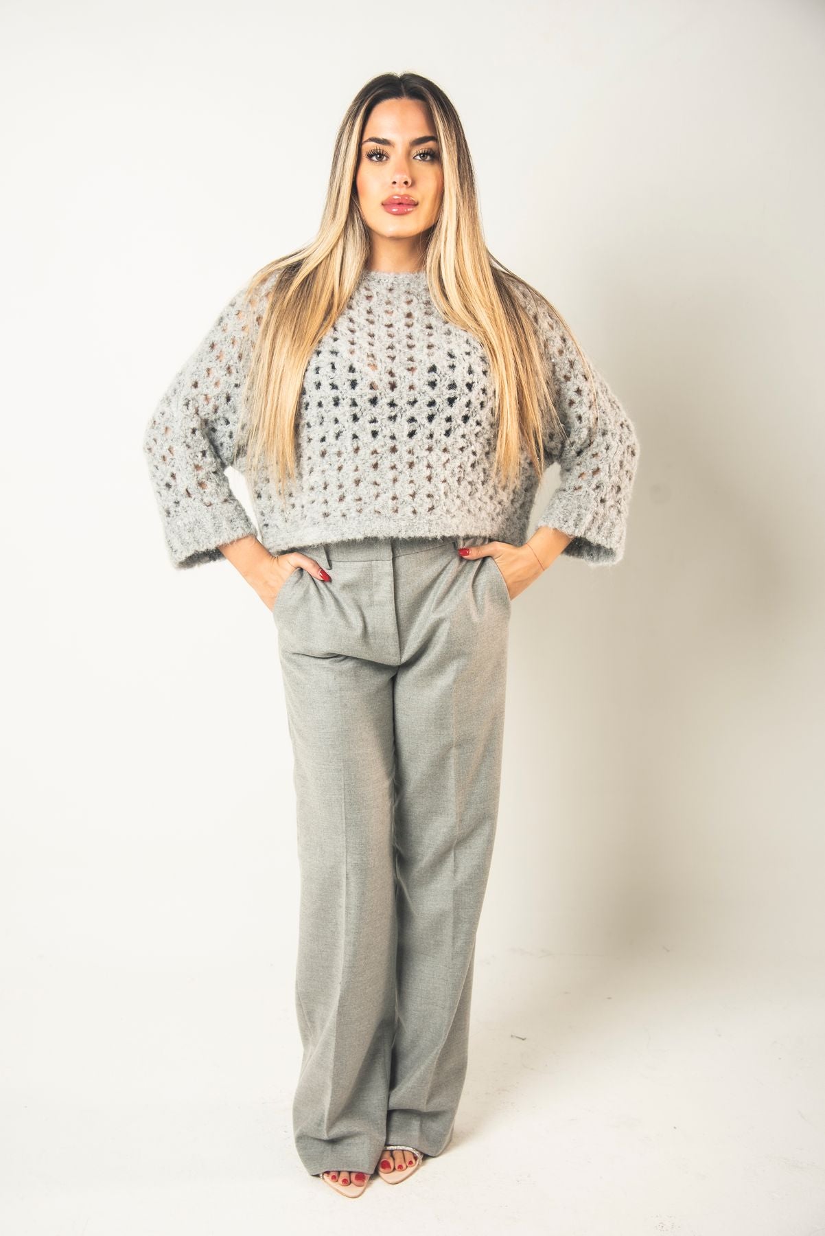 Maglia Traforata Con Micropaillettes