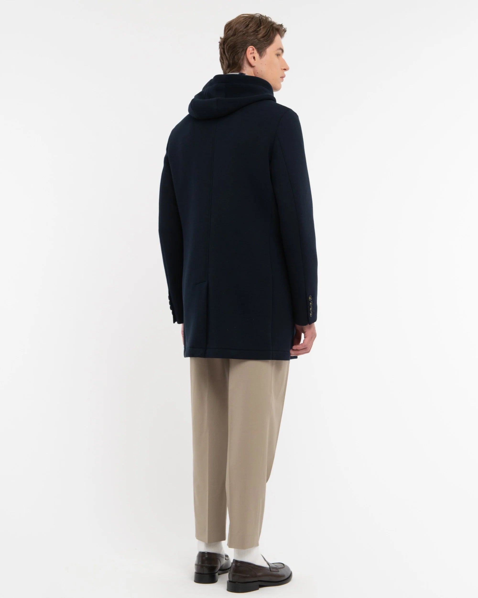 Cappotto Con Cappuccio In Jersey Accoppiato Neoprene