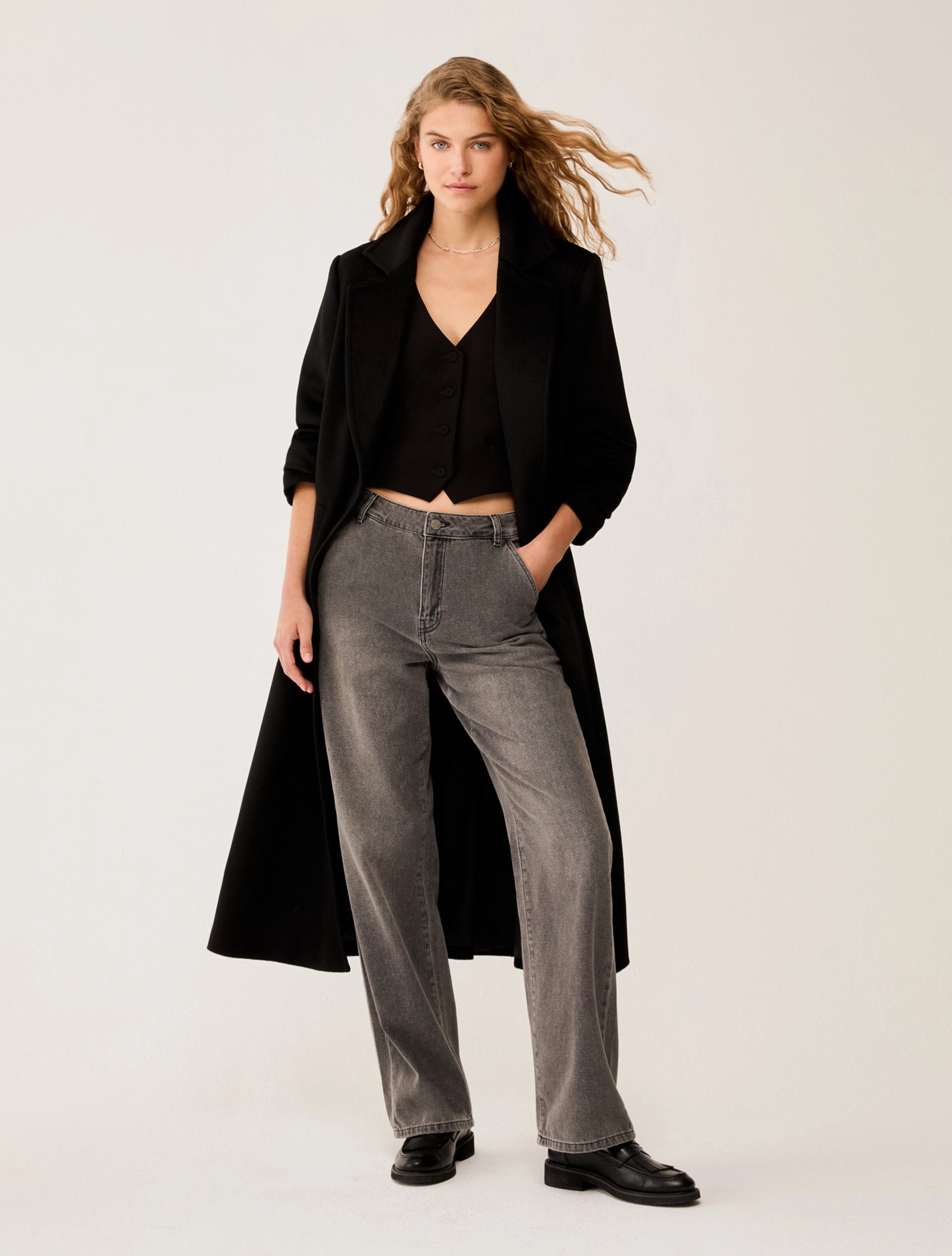 Cappotto In Drap Di Lana Con Cintura