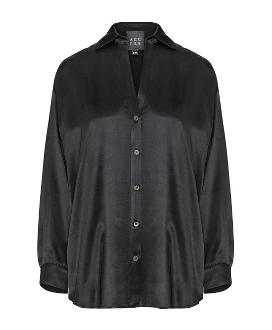 Camicia in raso con scollo a V