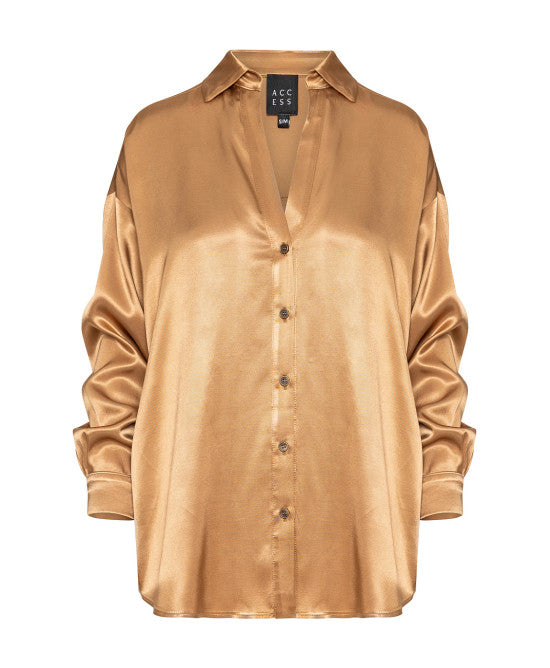 Camicia in raso con scollo a V