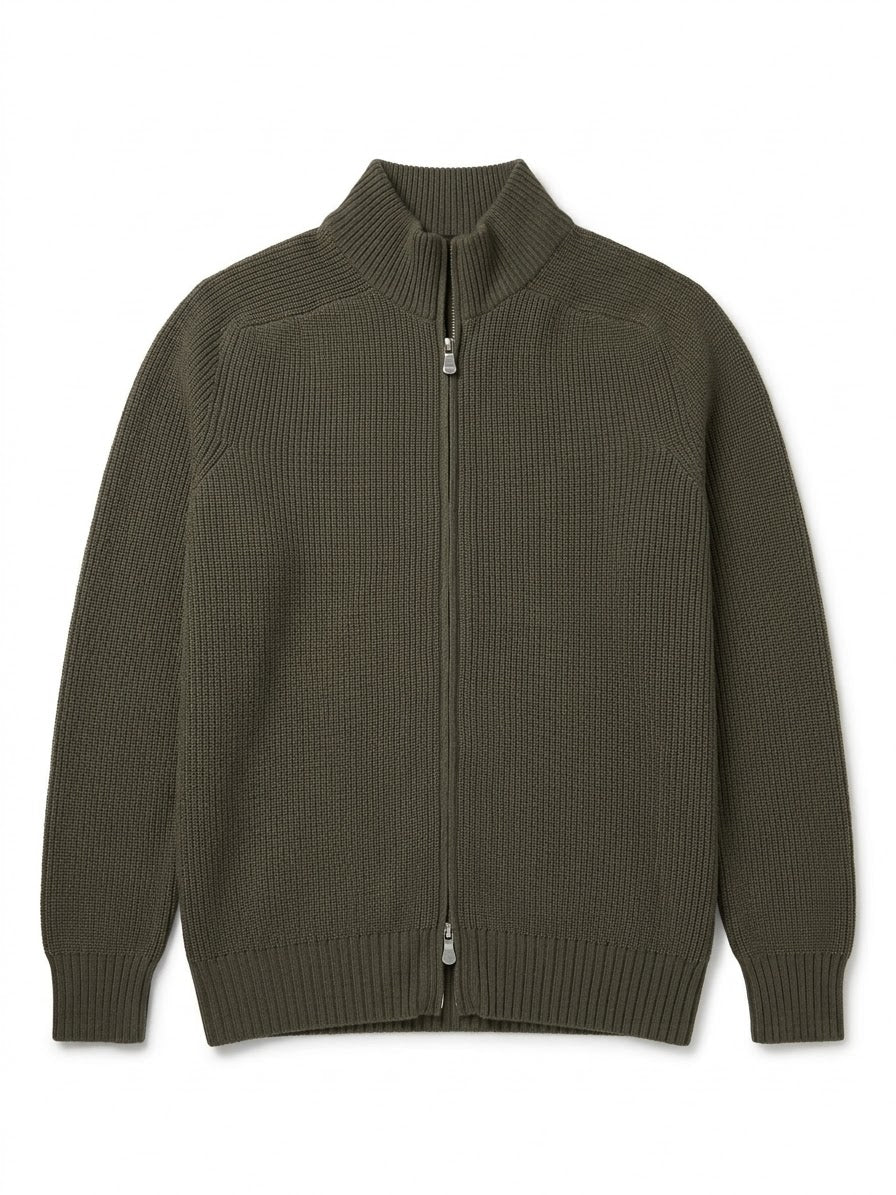 Giubbotto-Maglia Zip con Cappuccio Removibile in Rain Wool