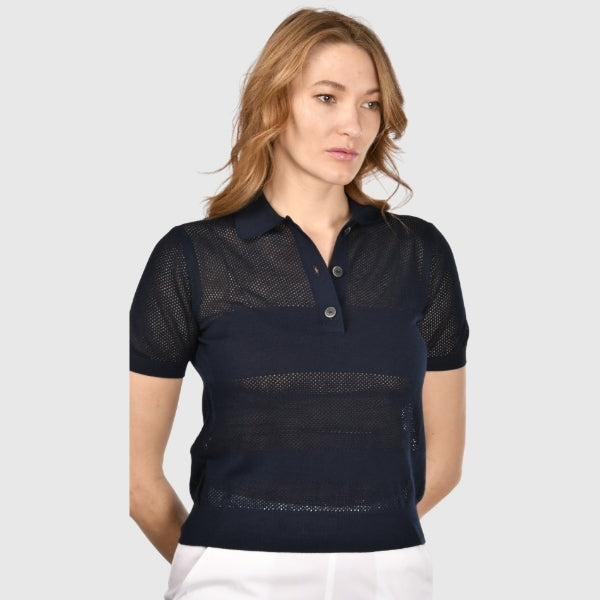 Polo in maglia lavorazione traforata
