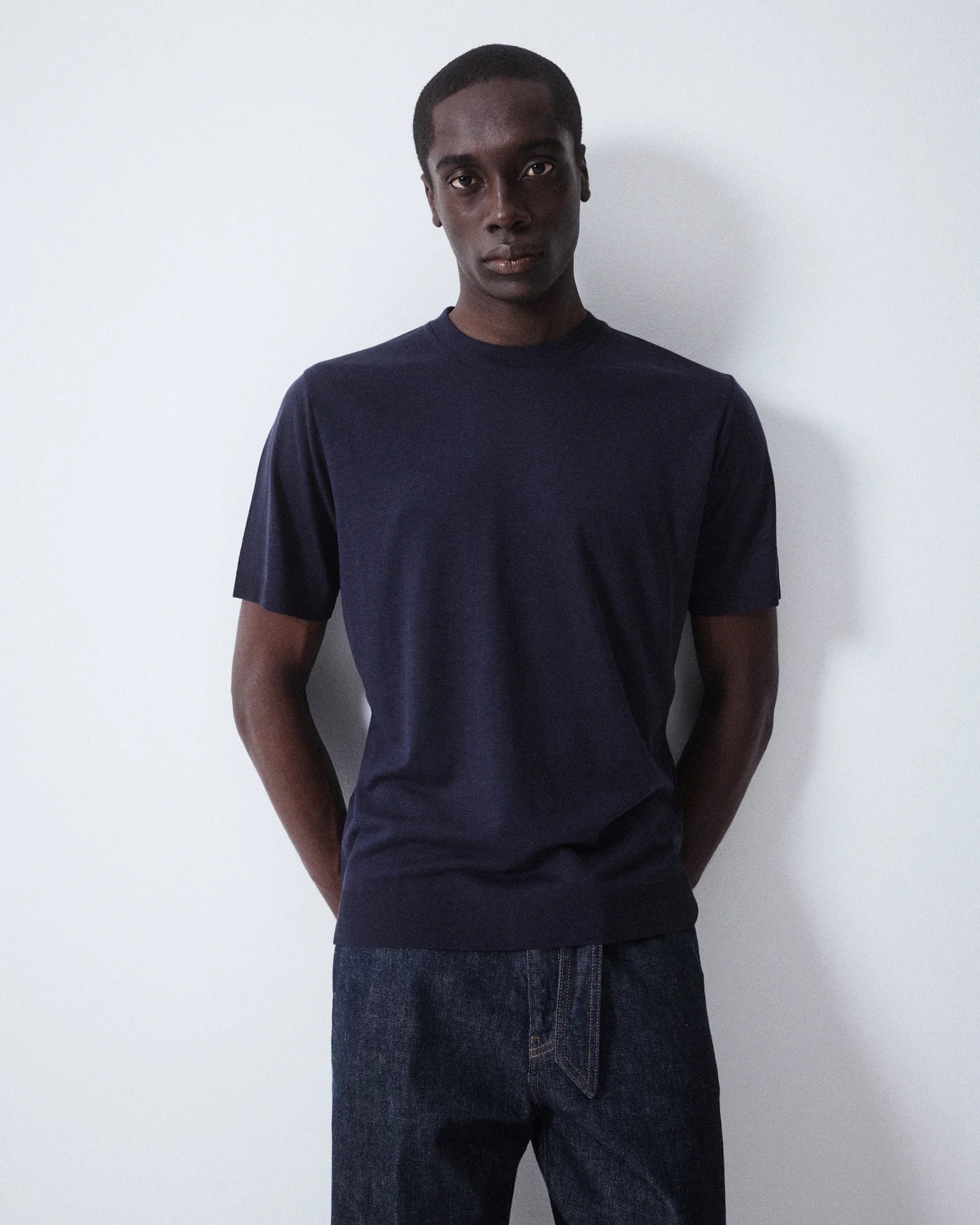 T-Shirt  Jersey Lyocell Con Bordi a Coste