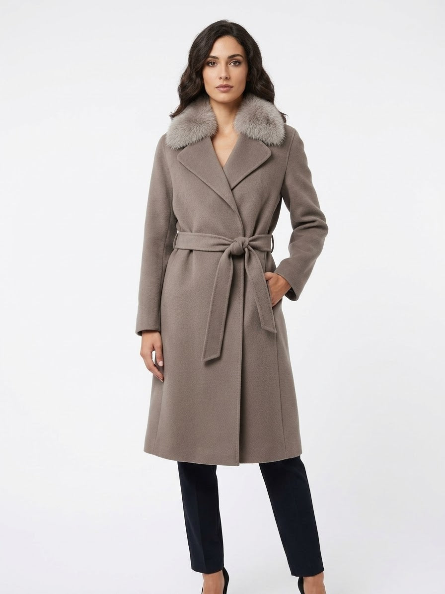 Cappotto Con Cintura e Collo in Visone