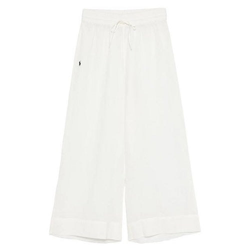 Pantalaccio largo in lino e cotone con logo