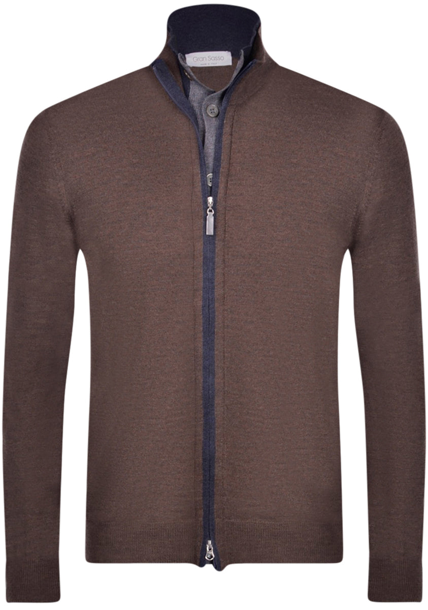 Maglia Con Zip E Bottoni  A Contrasto