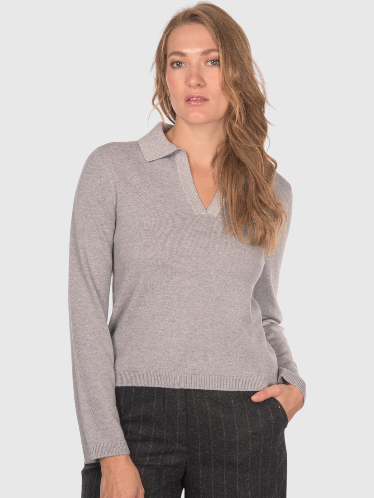 Polo collo a Coste Vanise' Lurex in Lana e Cashmere
