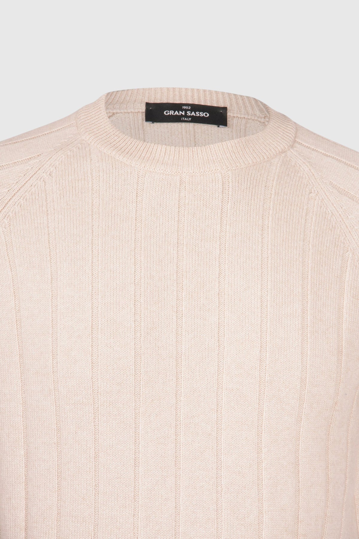 Maglione Girocollo a Coste in Misto Cashmere