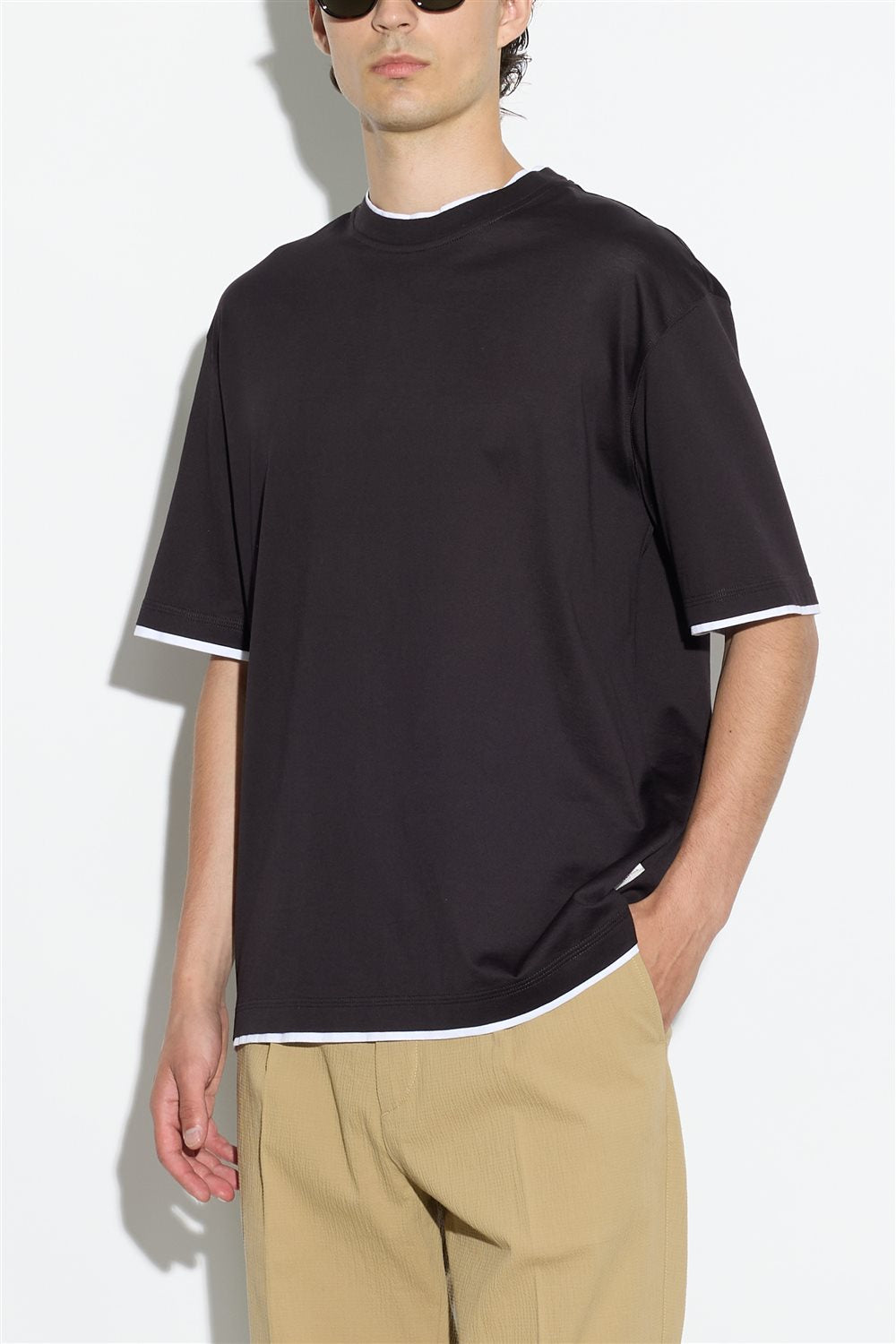 T-Shirt Con Profili  a Contrasto