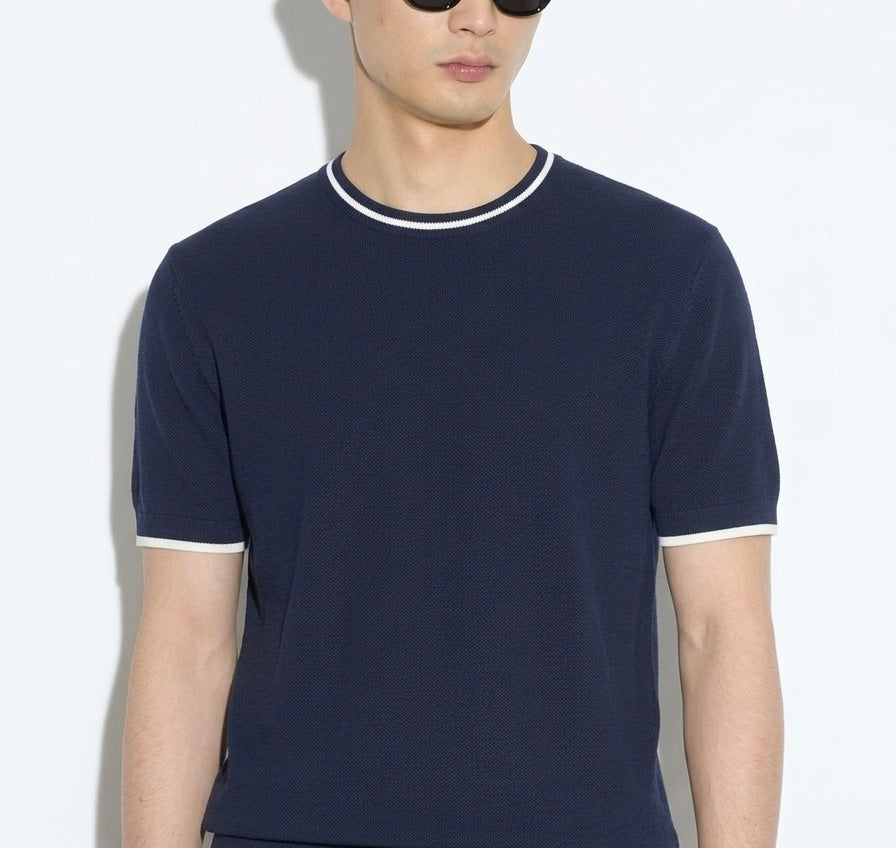 Maglia In Filo Con Trama Piquet
