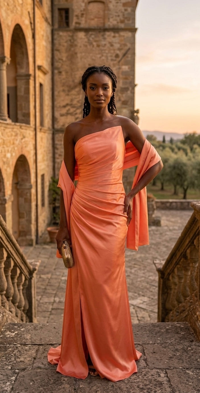 Abito Scollo Con Pizzo Con Stola
