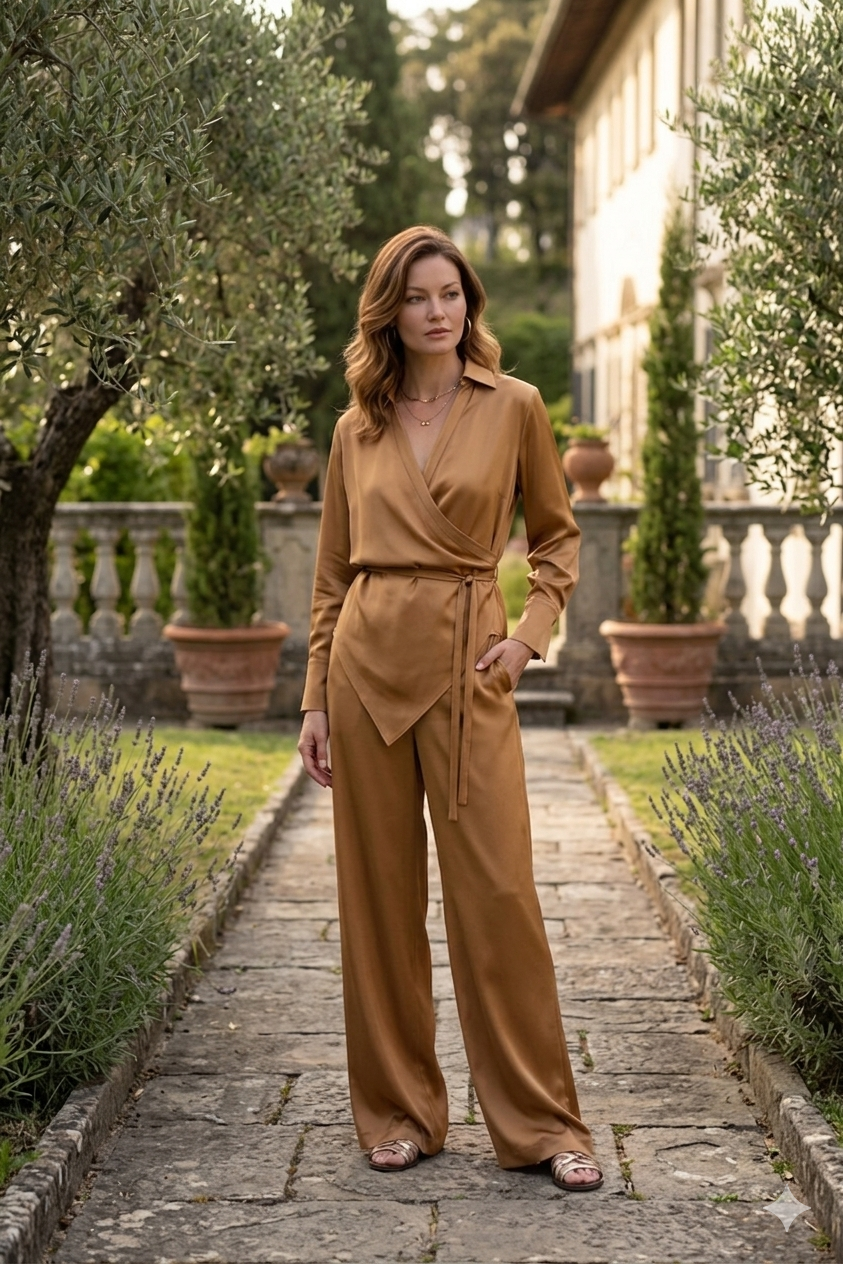 Camicia In Satin Con Taglio Asimmetrico