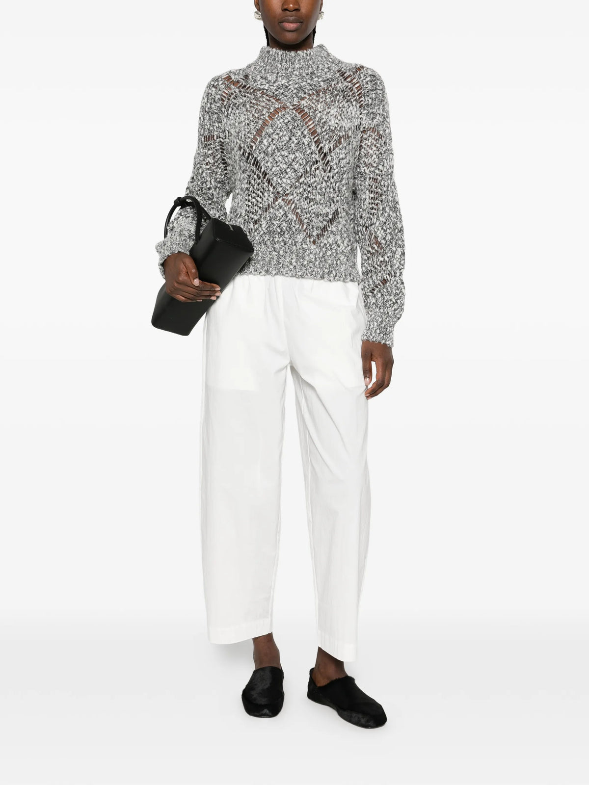 Maglia Melange Traforata con Paillettes Misto Cashmere