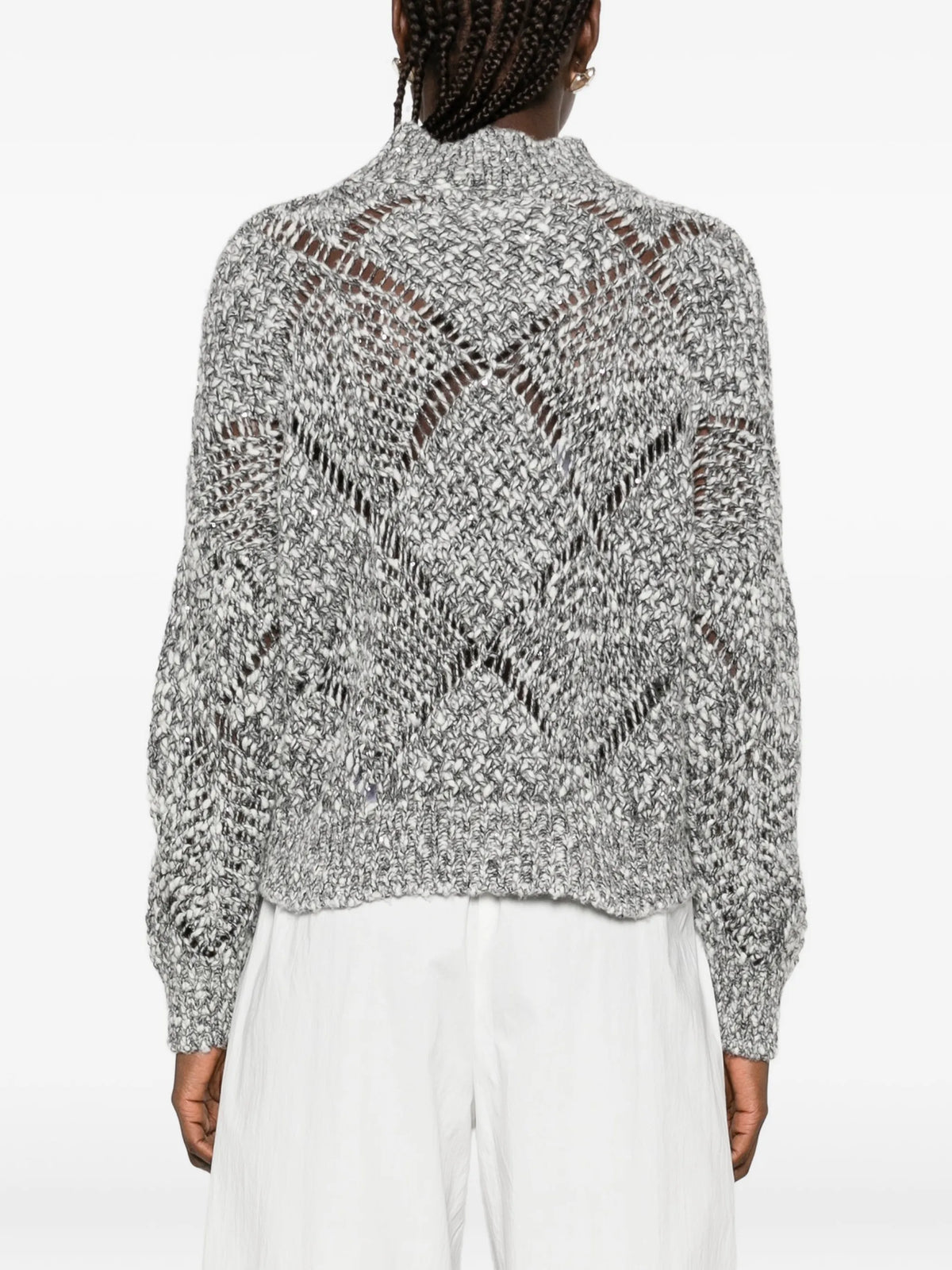 Maglia Melange Traforata con Paillettes Misto Cashmere
