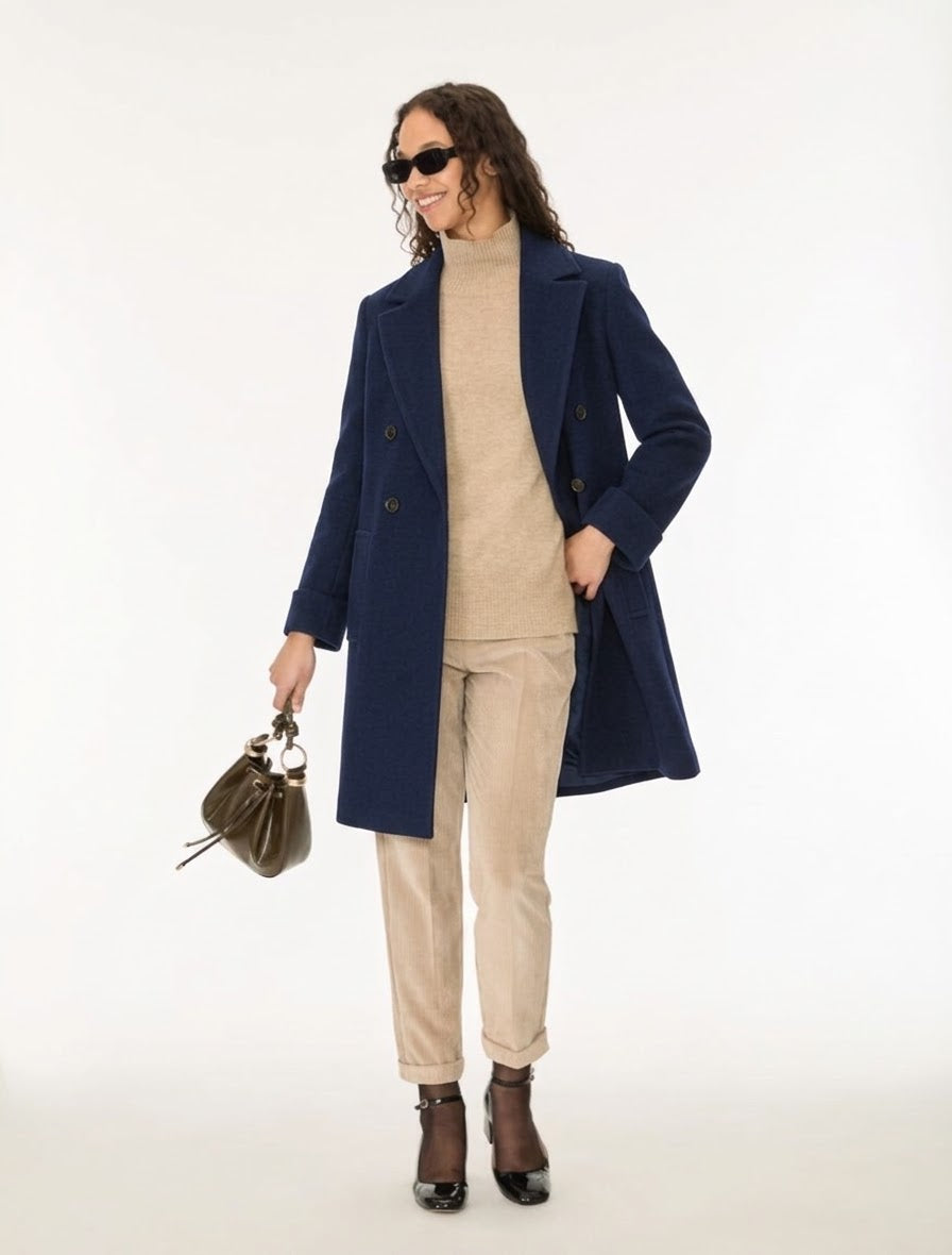 Cappotto Doppio Petto In Lana