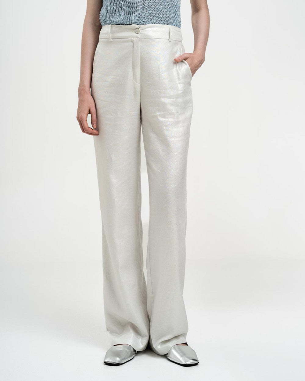 Pantaloni dritti luccicanti