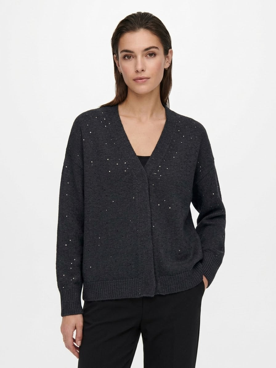 Cardigan in Cashmere e Seta con Lavorazione Paillettes