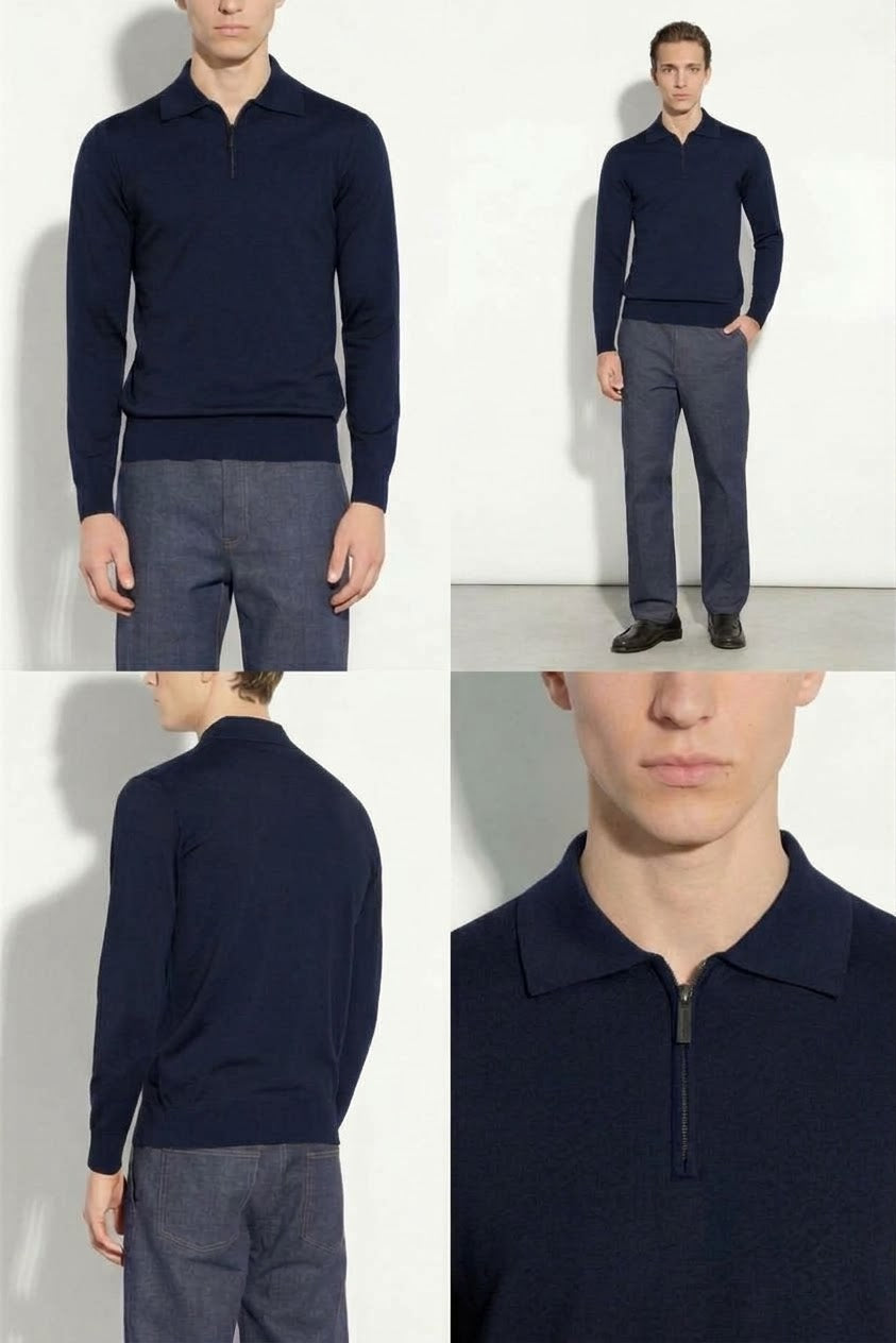 Maglia con Colletto e Zip in Finezza 16