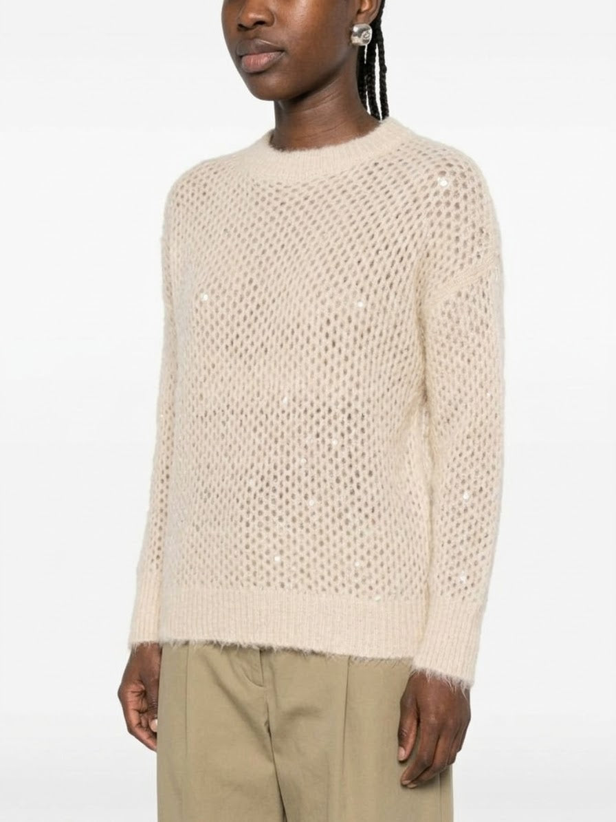 Girocollo in Alpaca cashmere Lana e Paillettes