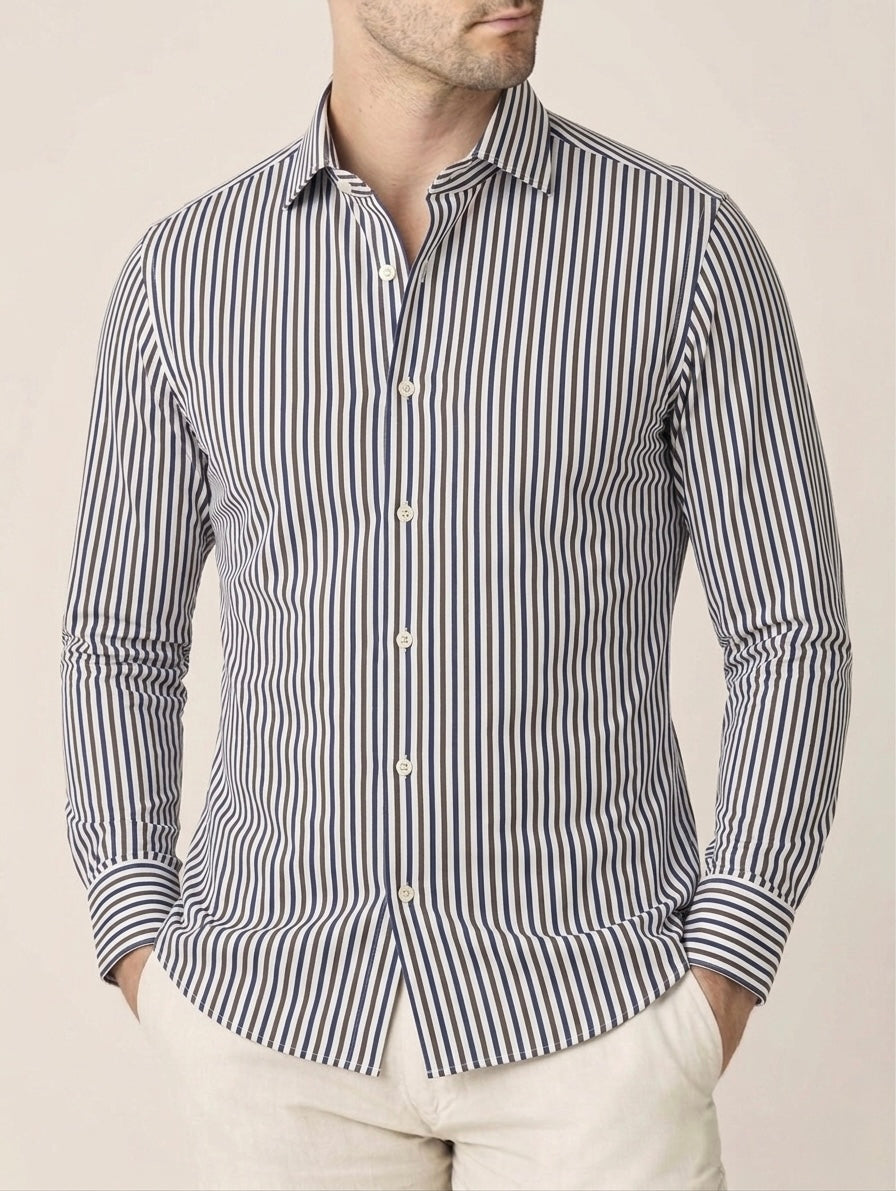 Camicia Millerighe Bicolor In Cotone
