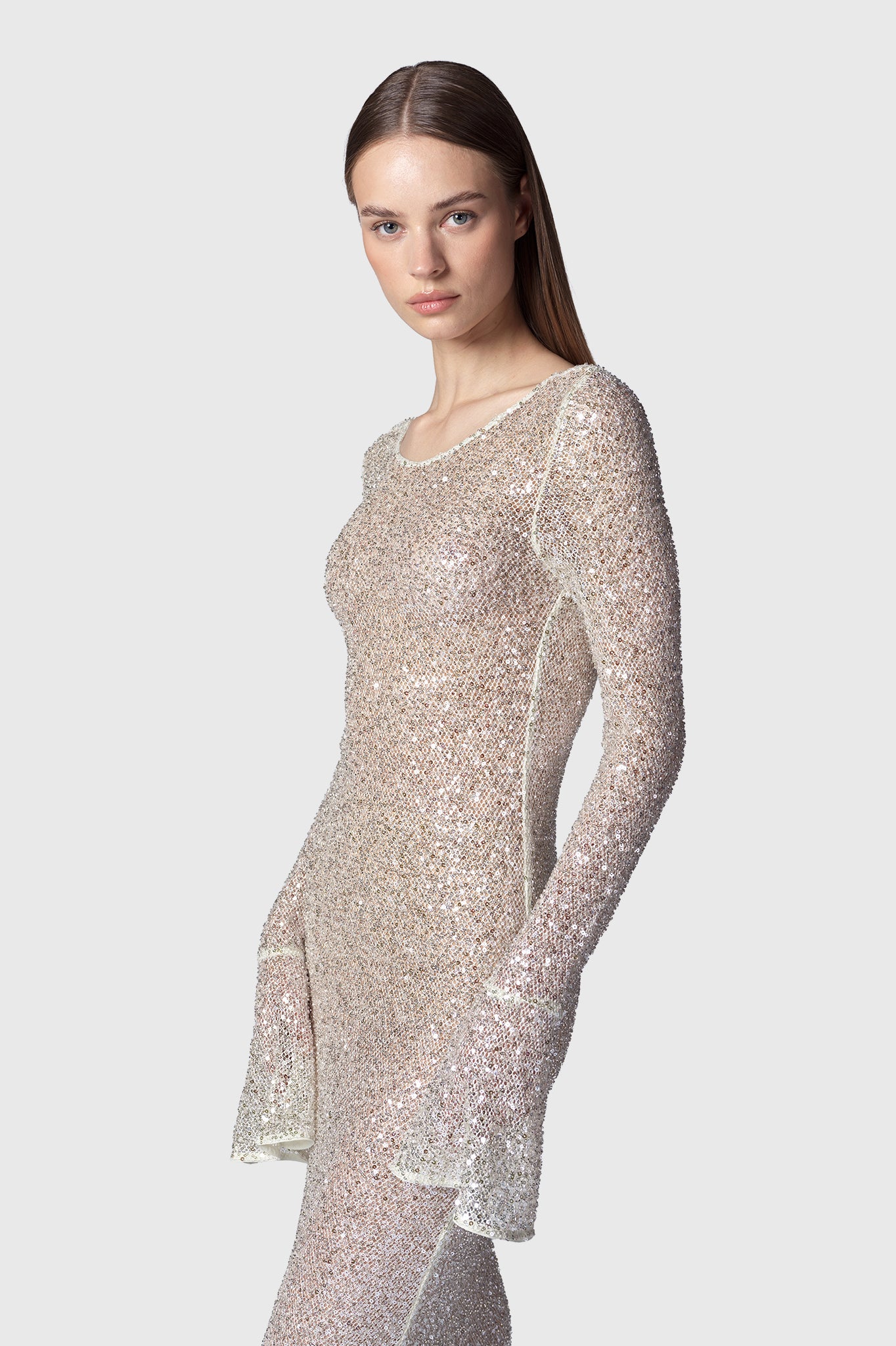 Abito Lunga Microforato con paillettes e Sottana