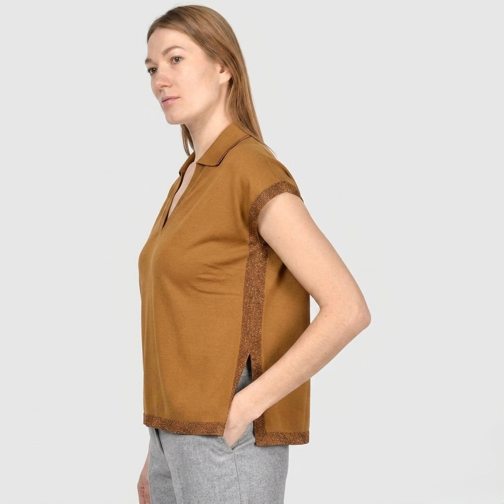 Polo in maglia con lurex