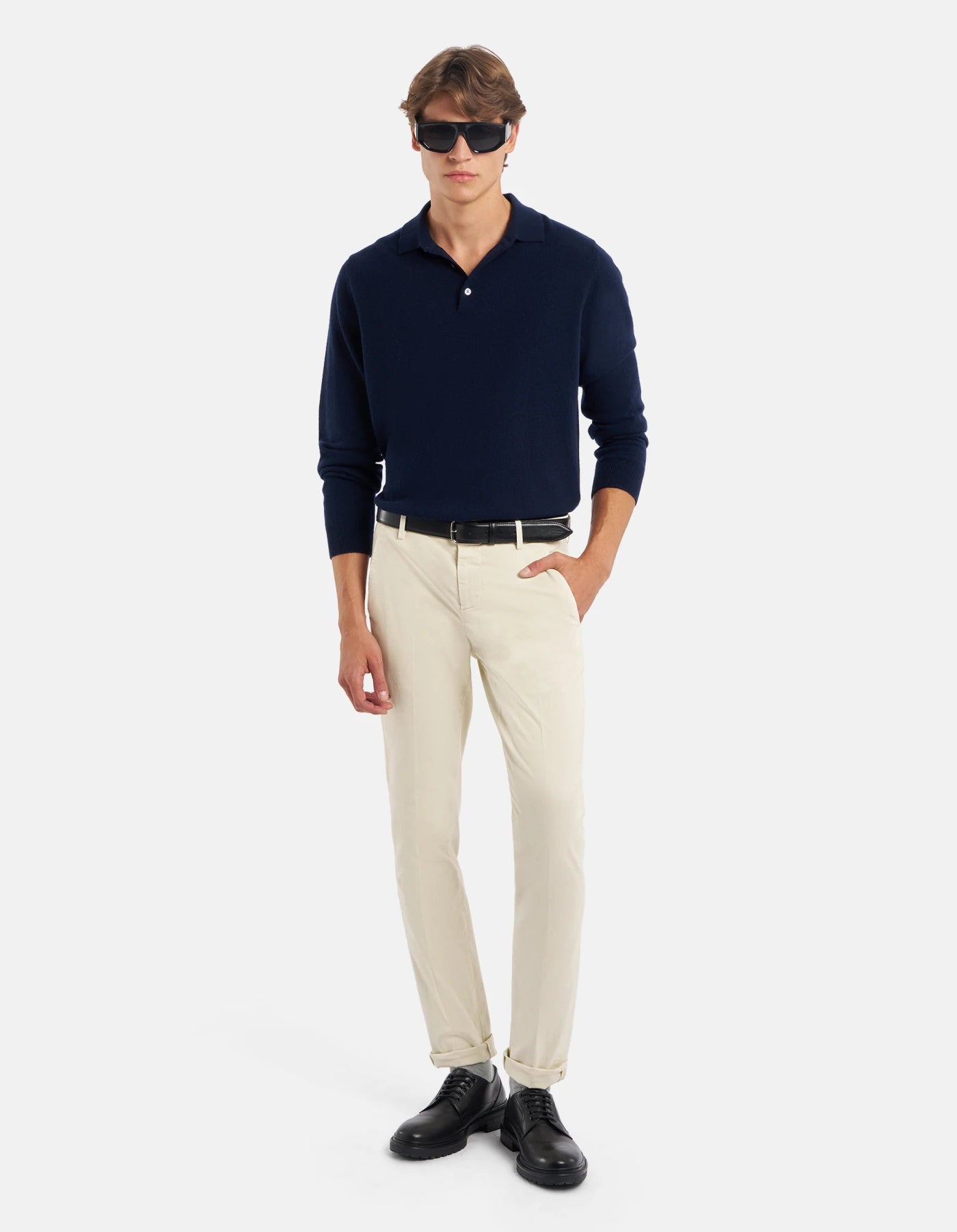 Pantaloni Regular In Gabardina Mano Calda