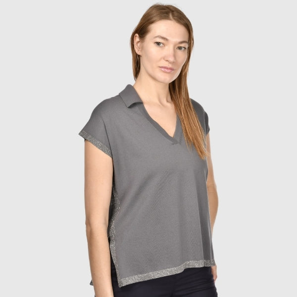 Polo in maglia con lurex