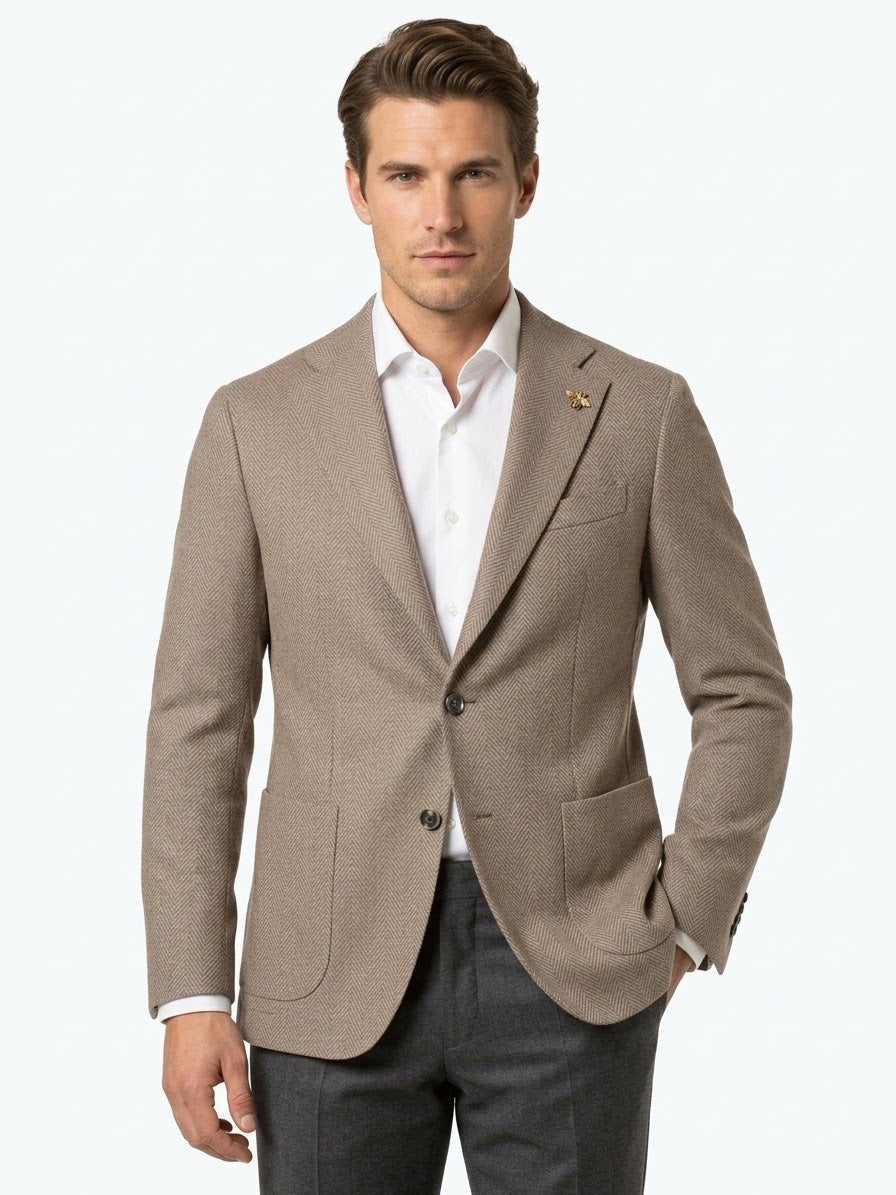Giacca Spigata In Jersey di Cotone e Cashmere