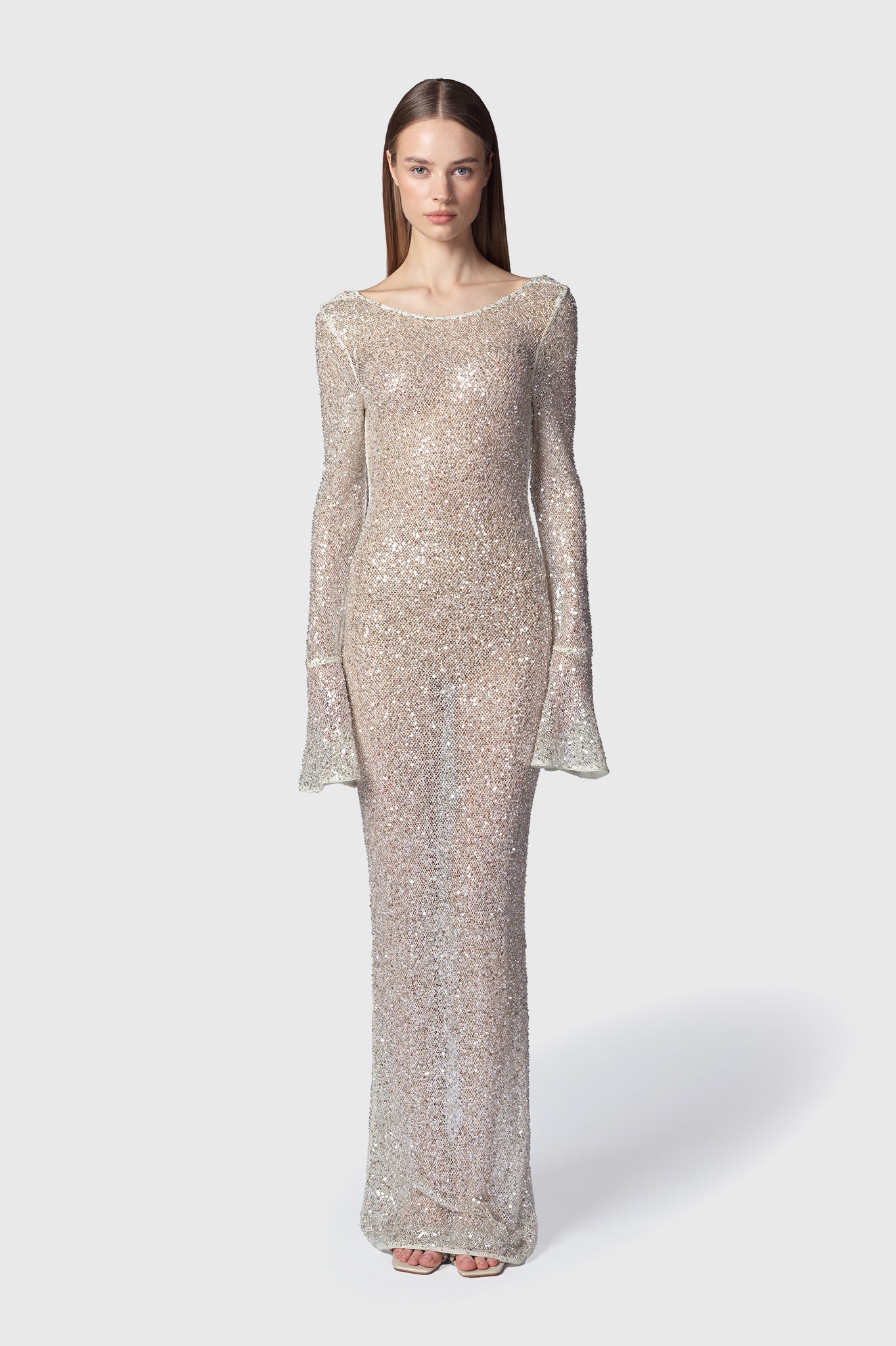 Abito Lunga Microforato con paillettes e Sottana