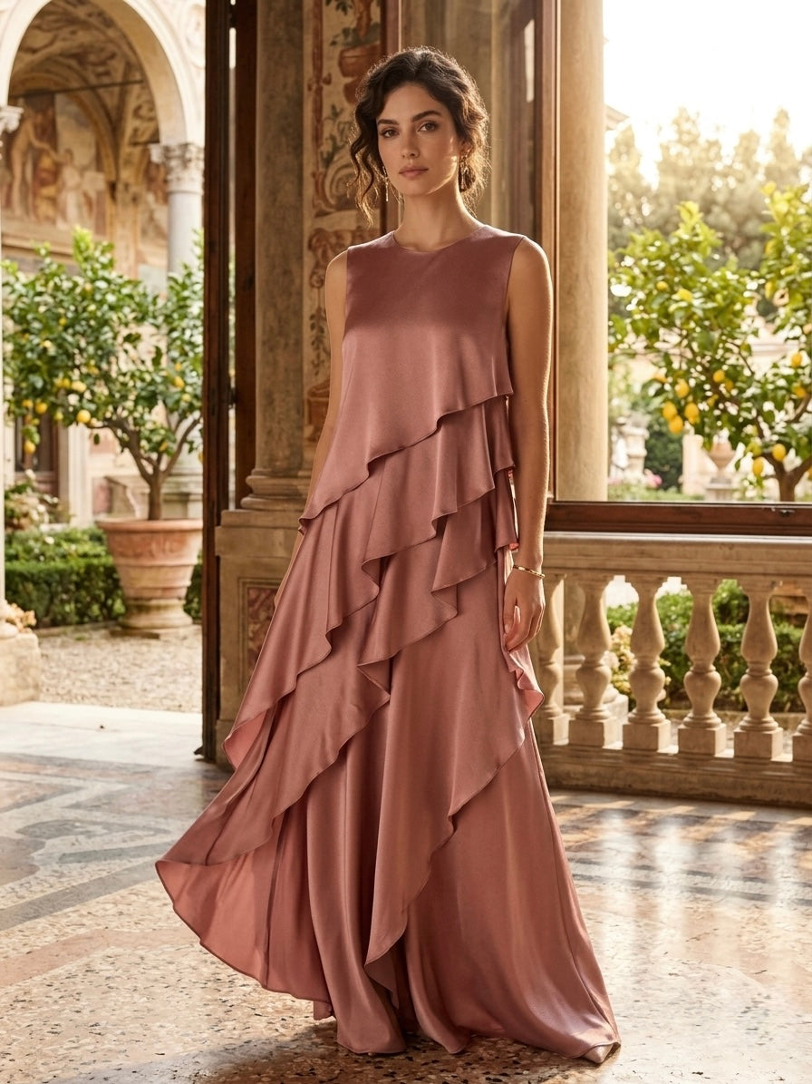 Abito In Satin Drappeggiato