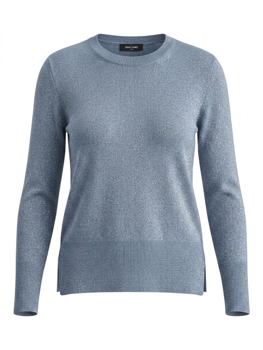 Girocollo con spacchi in Cashmere e Viscosa