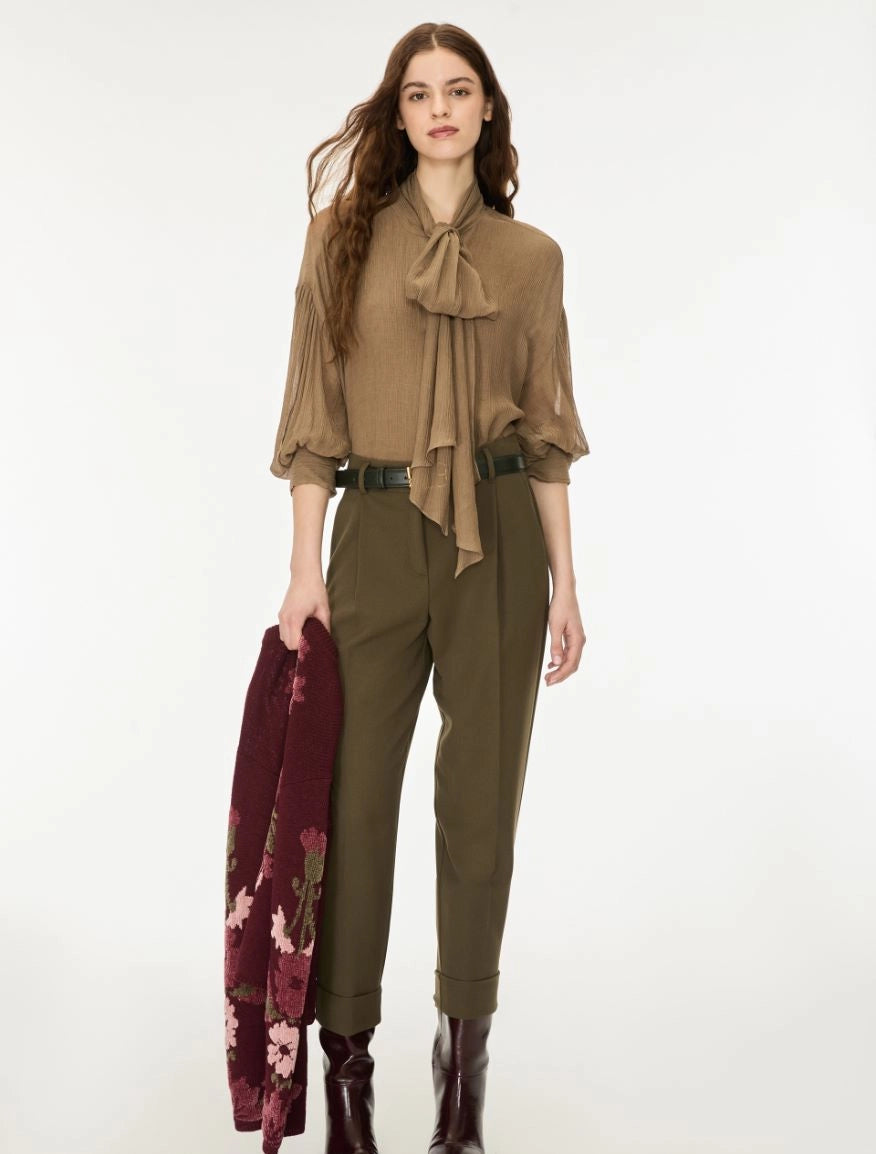 Pantalone Con Pinces e Risvolto