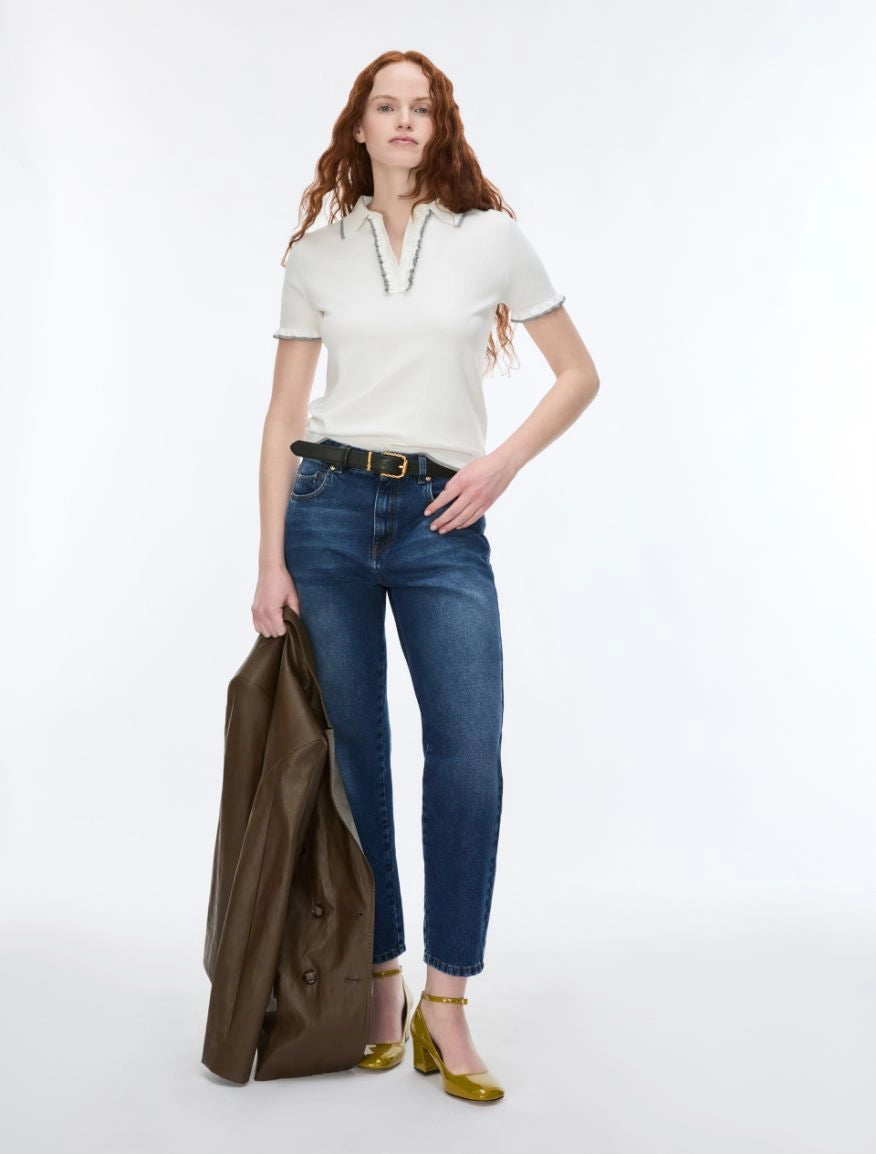 Jeans in Denim di Cotone Carrot Slim