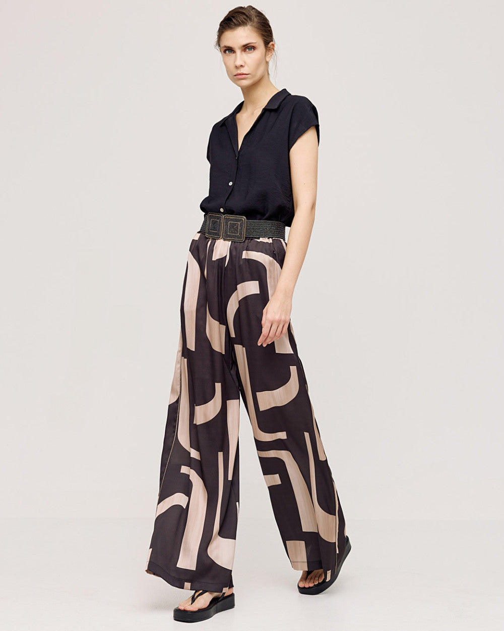 Pantaloni stampati con elastico in vita
