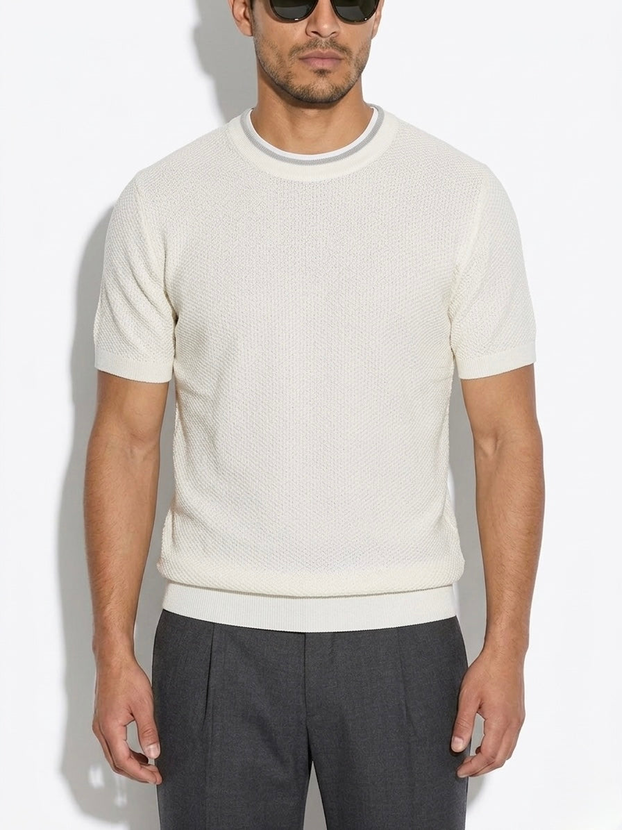 Maglia In Filo Di Cotone Con Microtrama